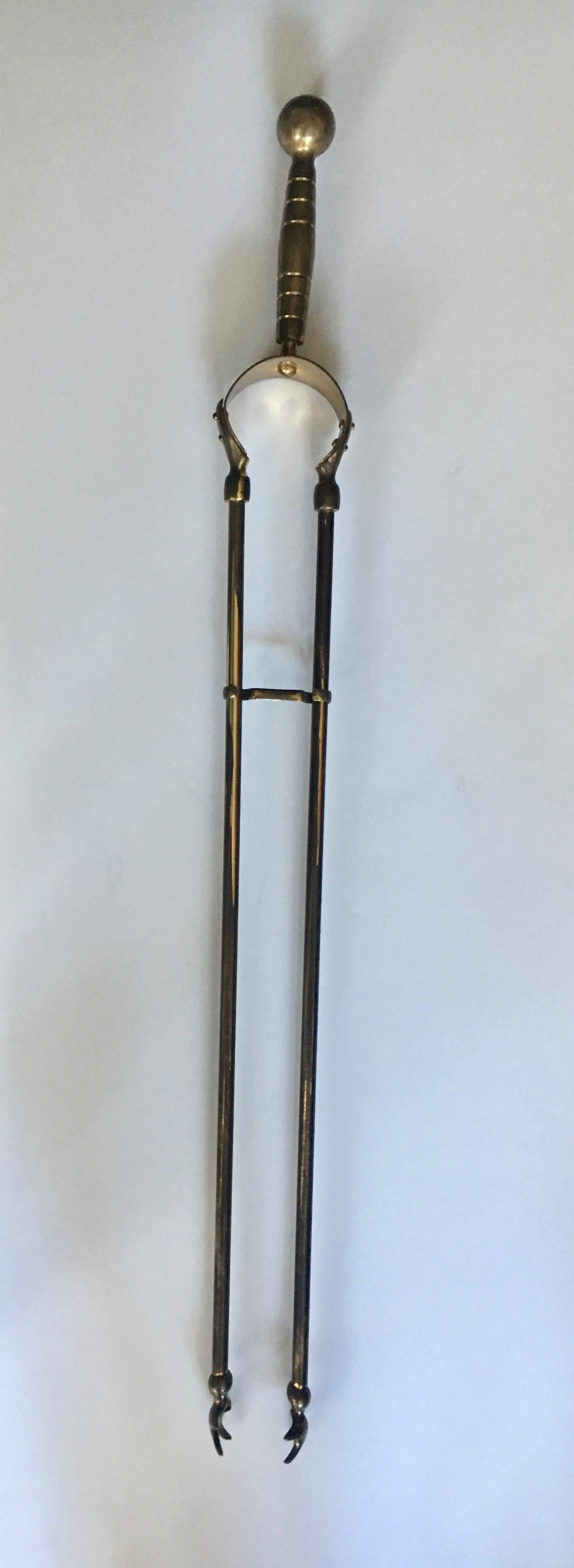 Set of Brass Fireplace Tools on Stand 7