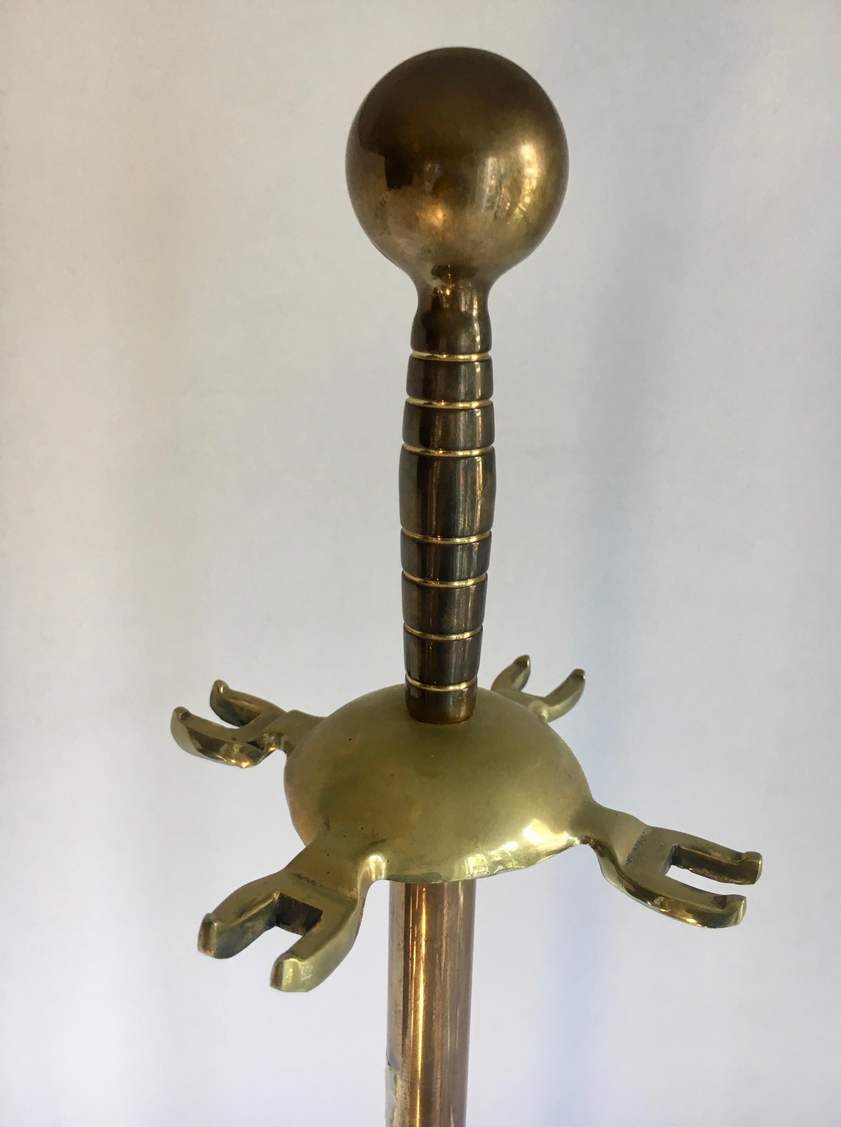 Set of Brass Fireplace Tools on Stand 10