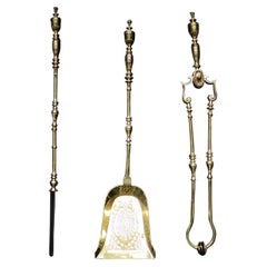 Antique Set of Brass Firetools
