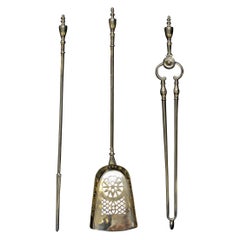 Set of Brass Firetools with Pierced Shovel