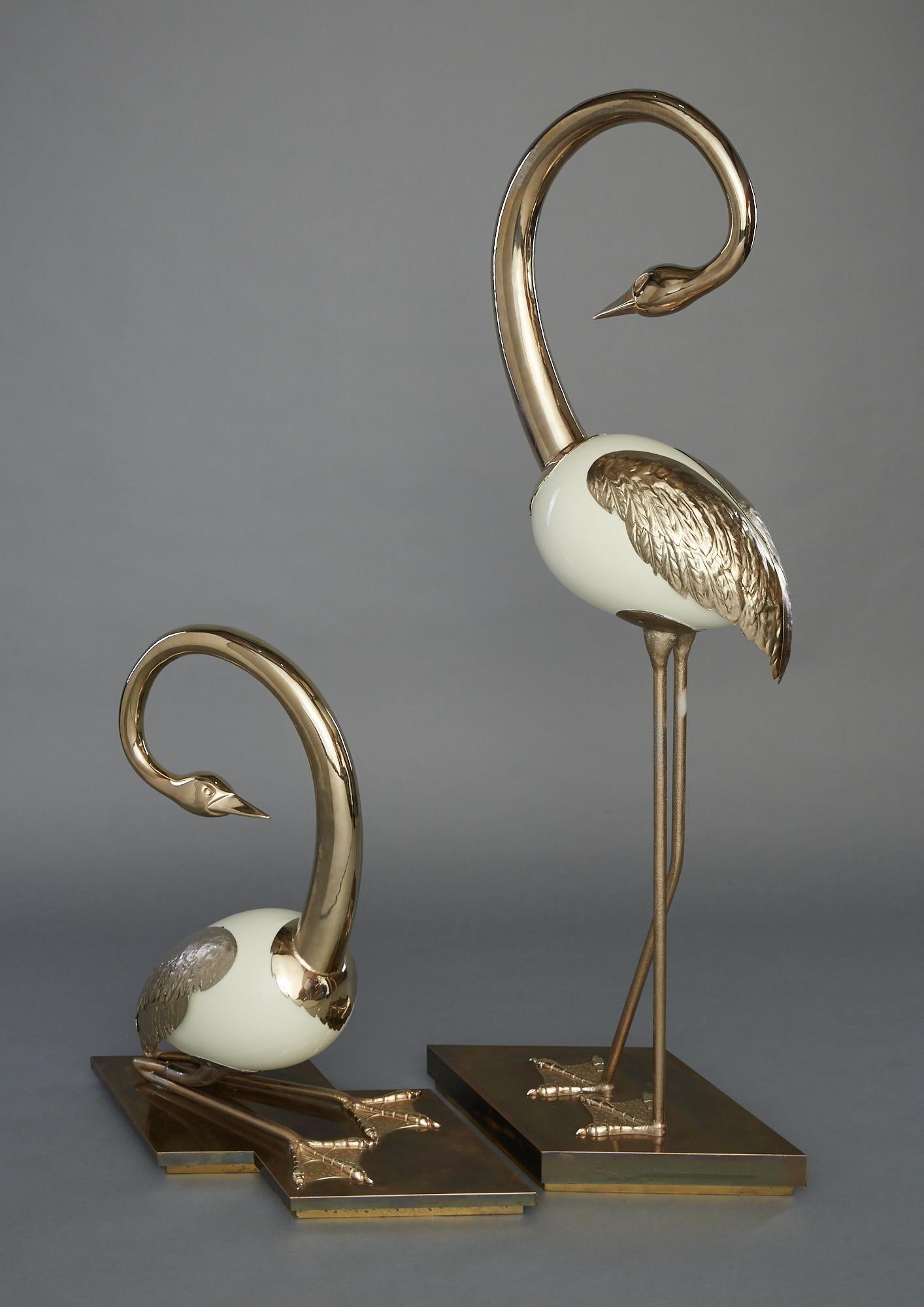 brass flamingo statue