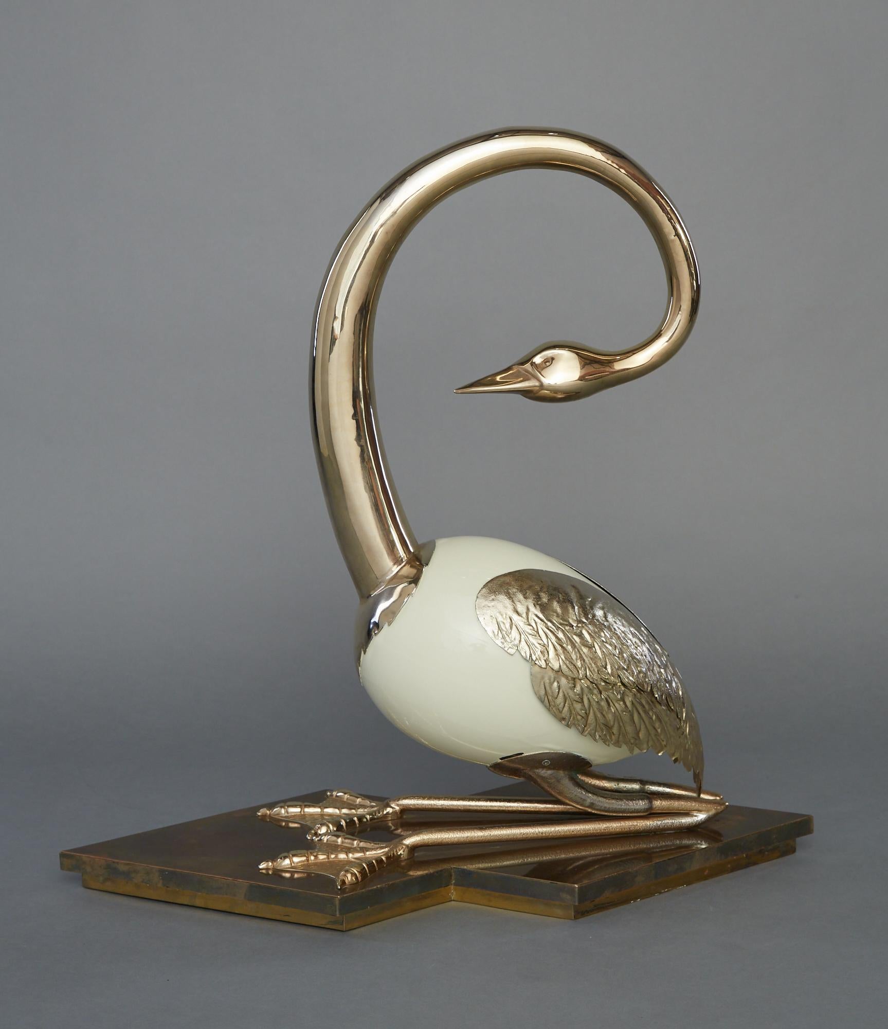 Hollywood Regency Set of Brass Flamingo / Crane Sculptures by Antonio Pavia For Sale