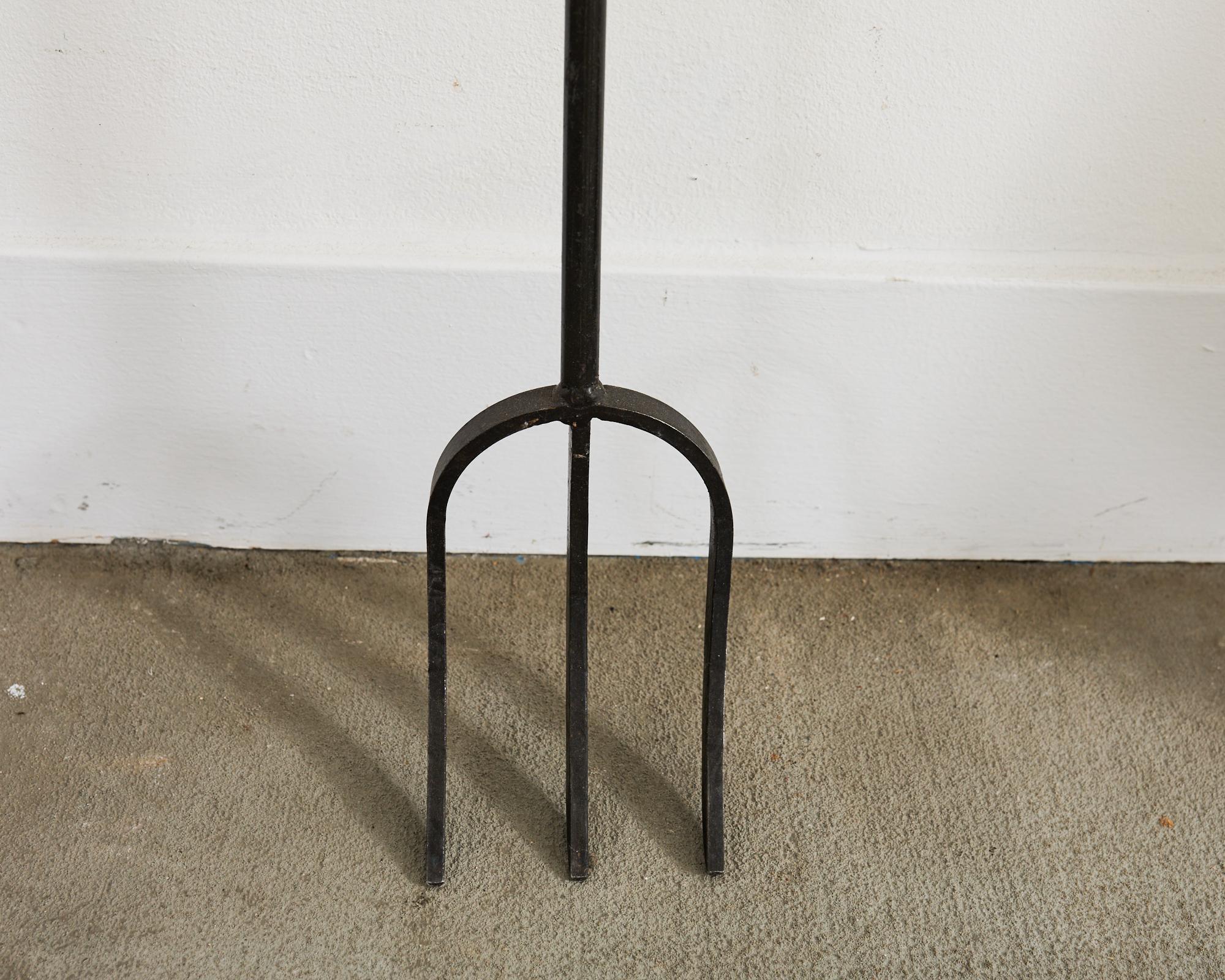 Set of Brass Iron and Oak Deer Head Fireplace Tools 10