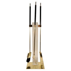 Set of Brass/Lucite Fireplace Tools by Alessandro Albrizzi