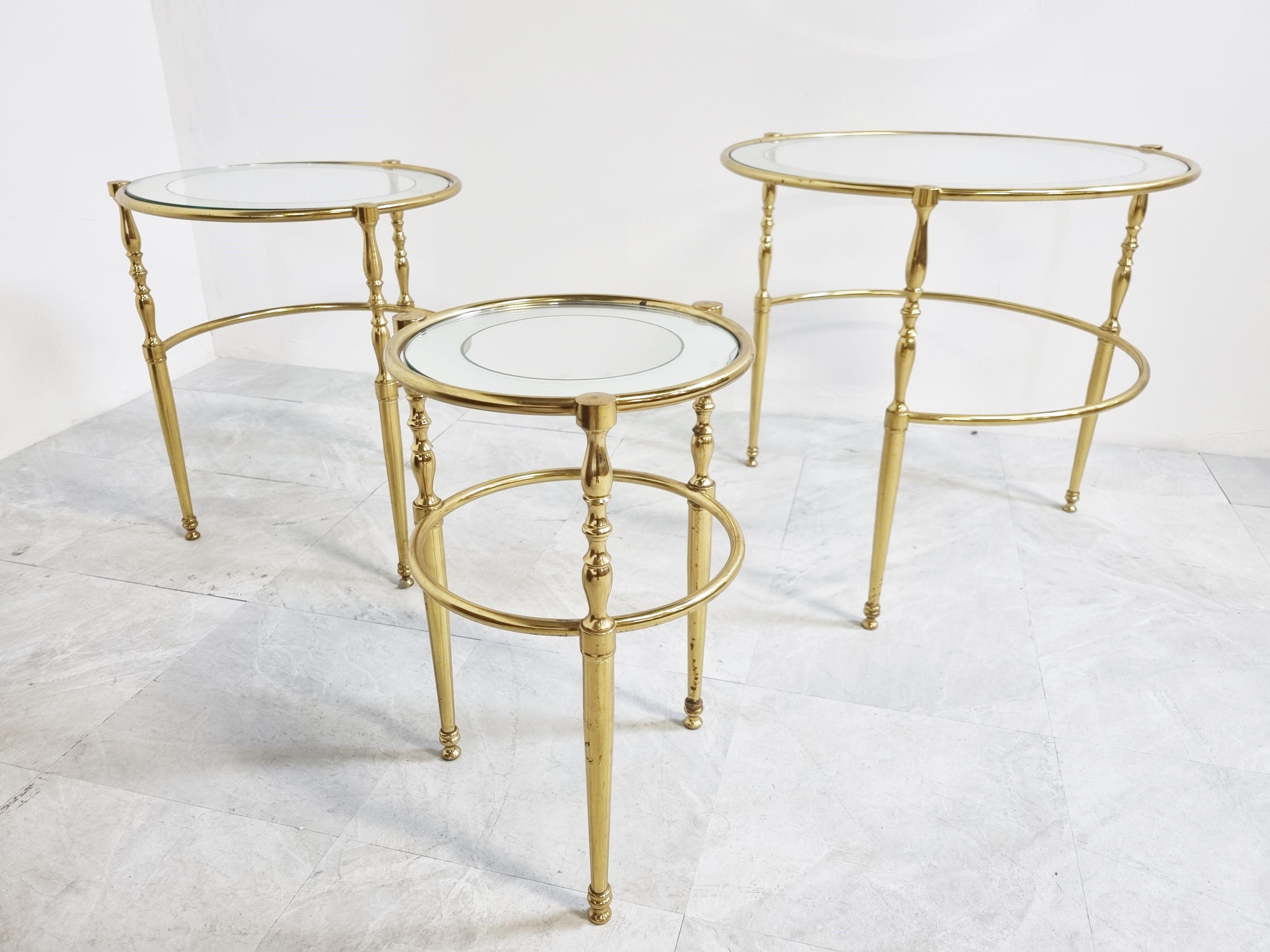 Set of Brass Neoclassical Nesting Tables, 1970s 5