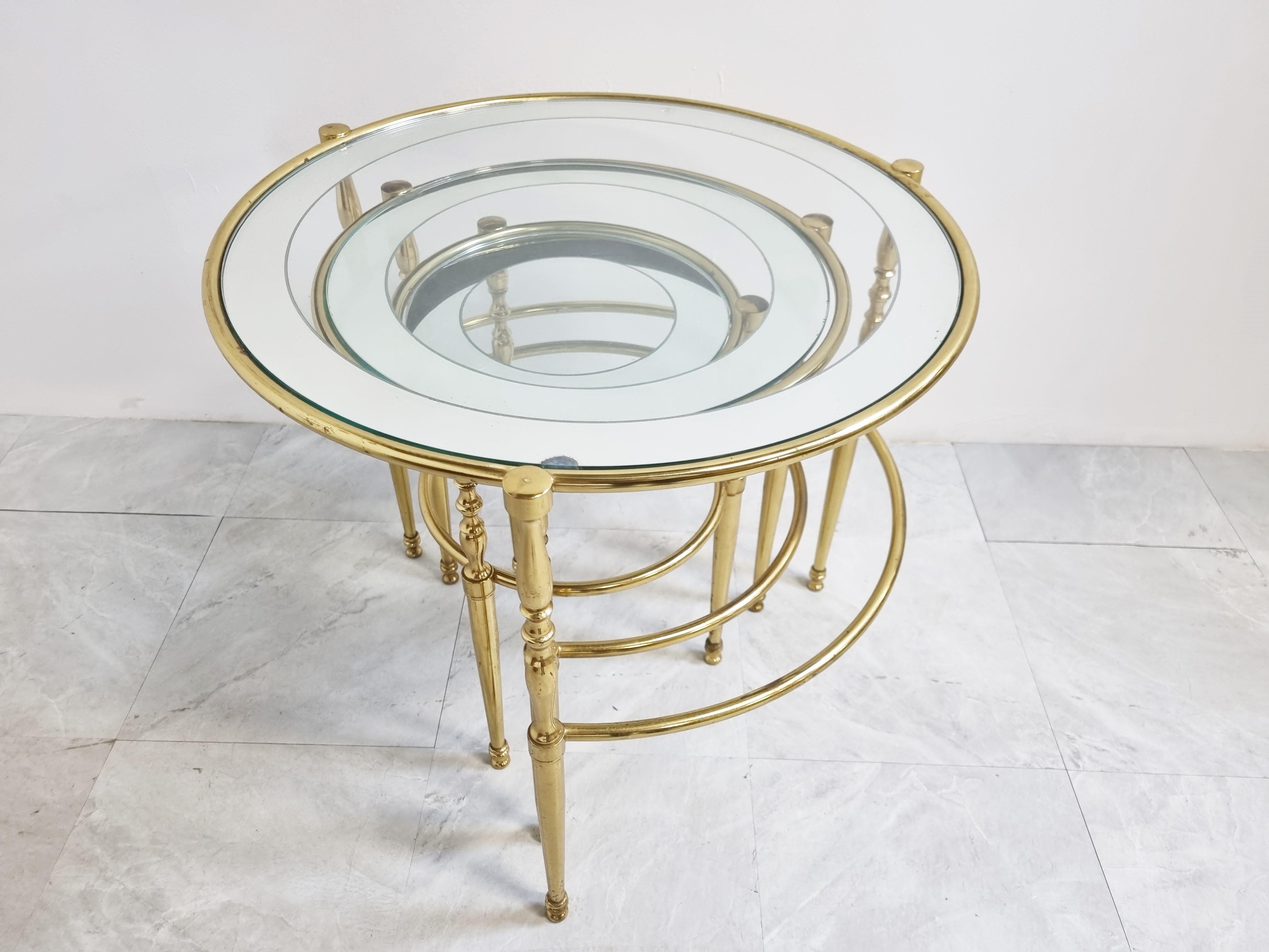 Set of Brass Neoclassical Nesting Tables, 1970s 6