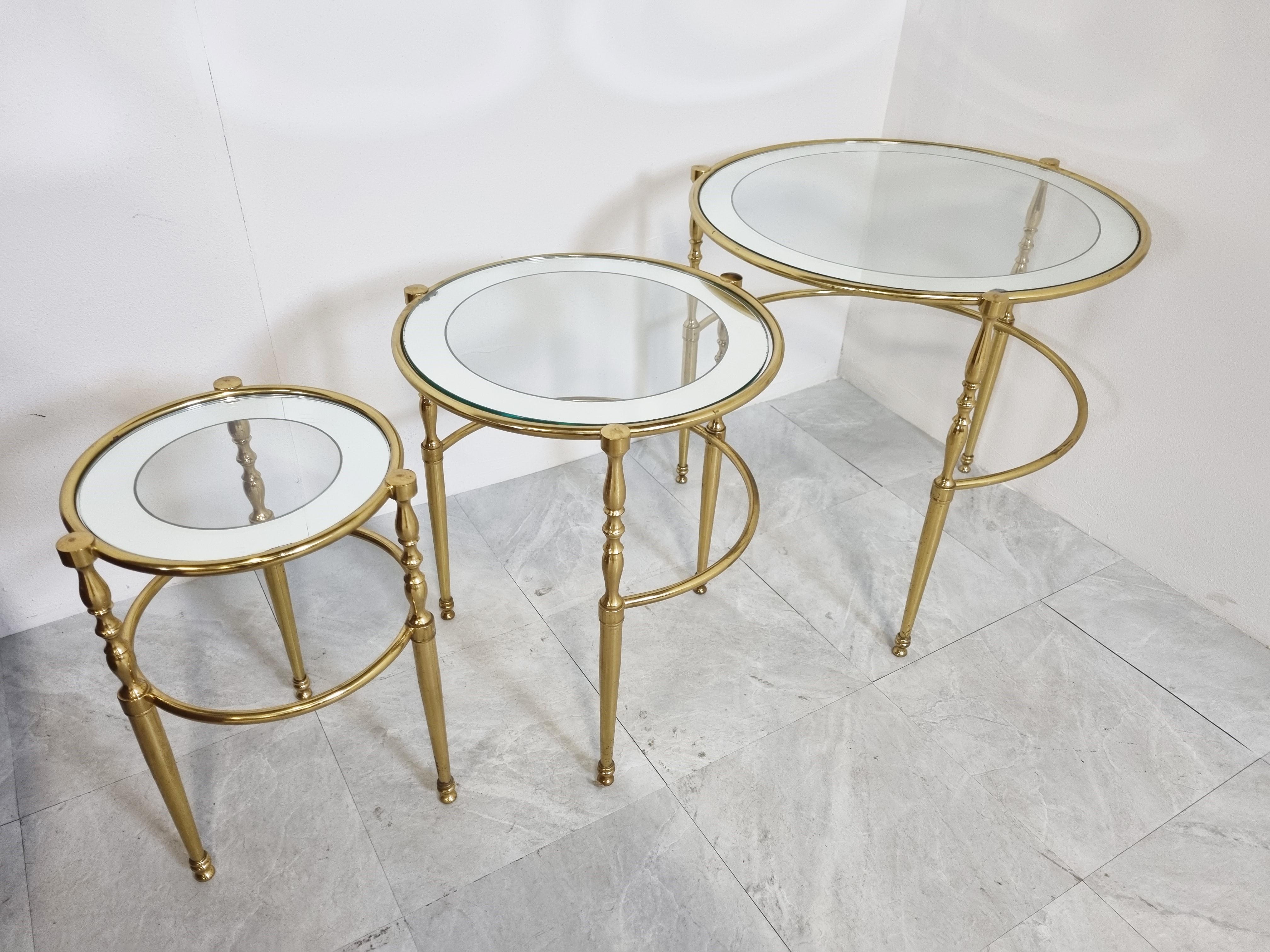 Set of Brass Neoclassical Nesting Tables, 1970s 2