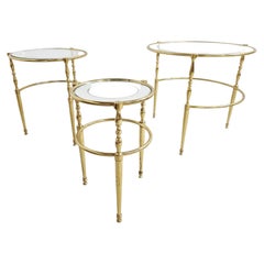 Set of Brass Neoclassical Nesting Tables, 1970s