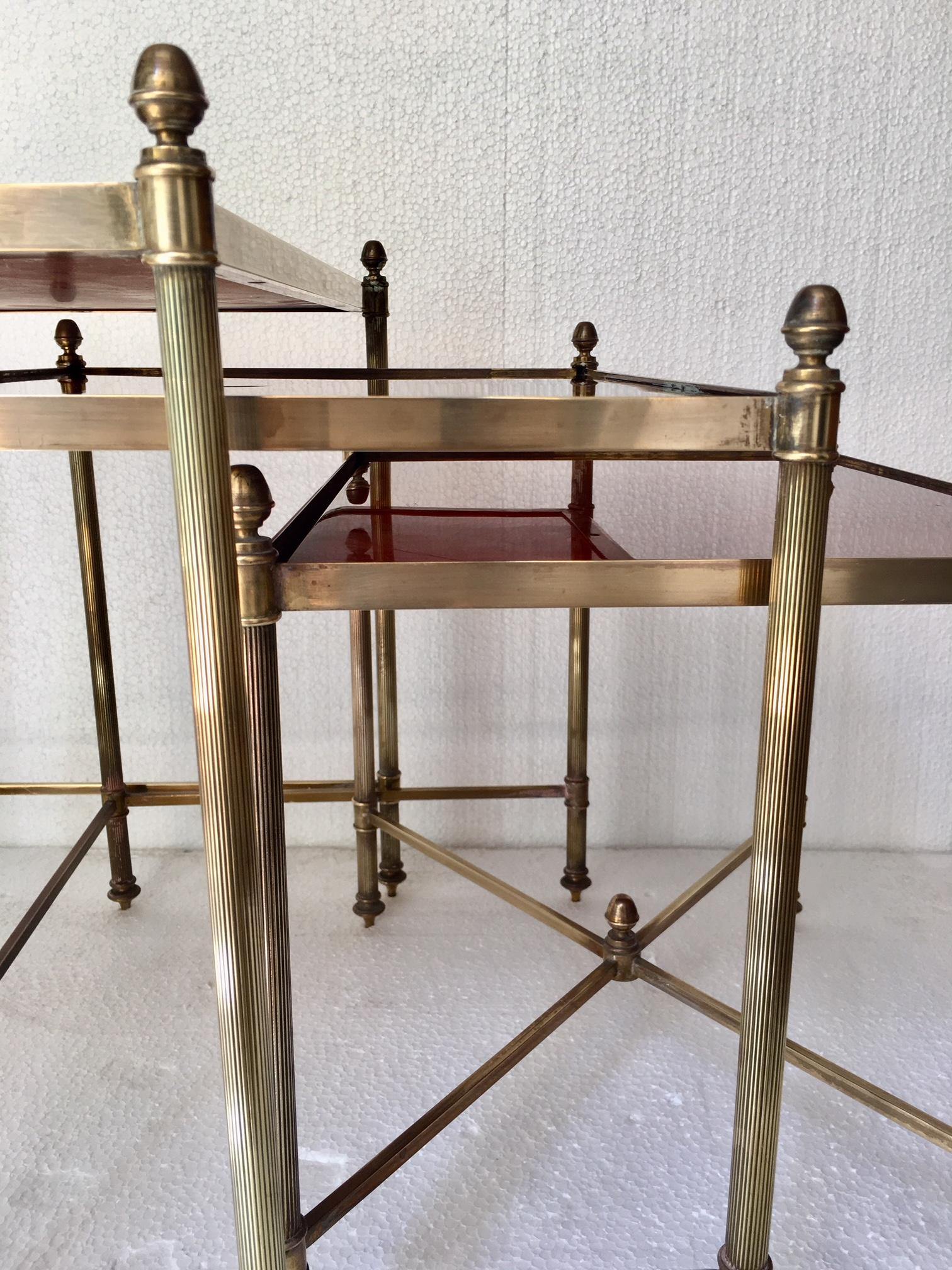 Set of Mid Century  Brass Nesting Table Jansen Style 4