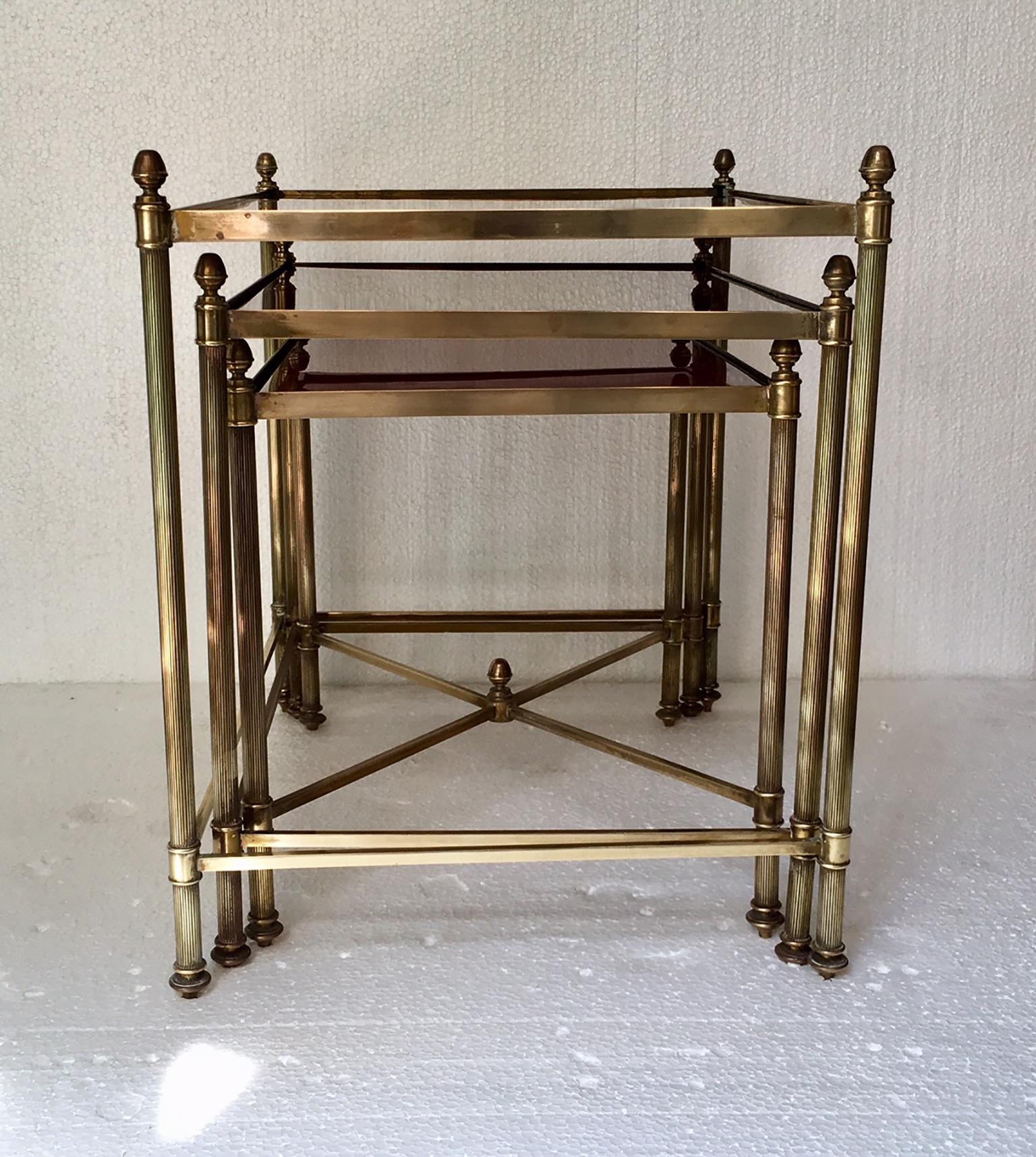 Set of Mid Century  Brass Nesting Table Jansen Style 5