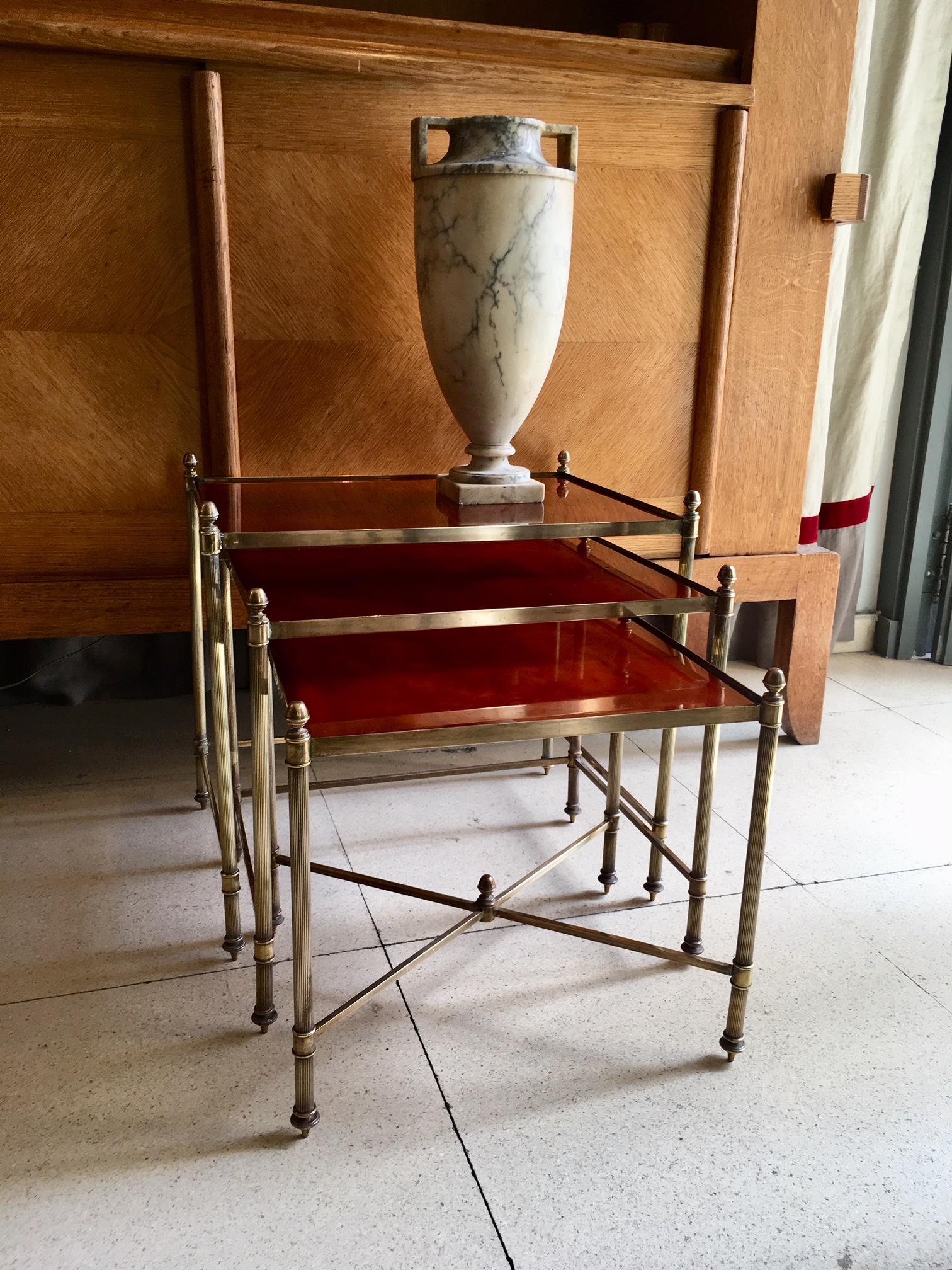 Set of Mid Century  Brass Nesting Table Jansen Style 7