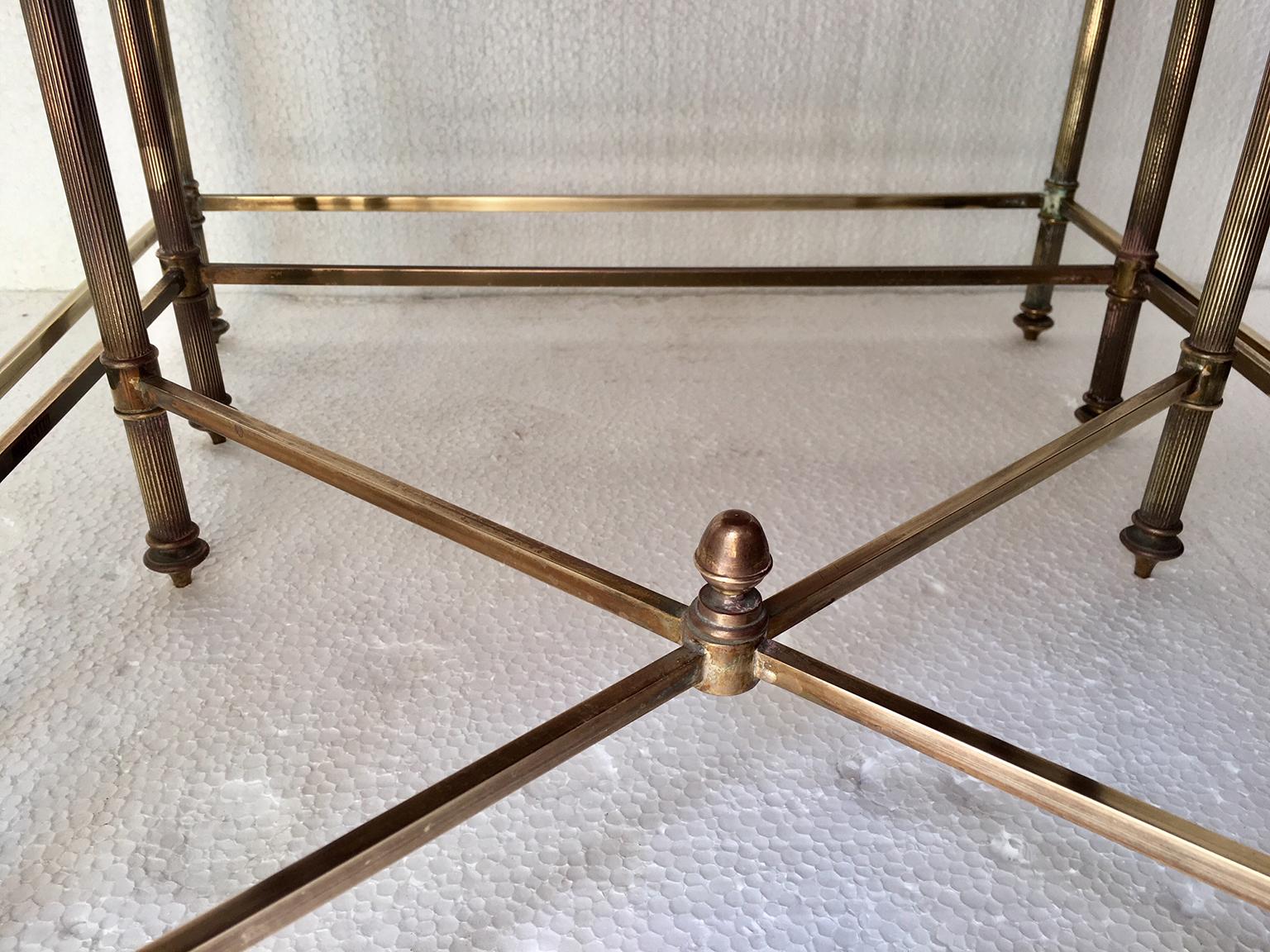 Neoclassical Revival Set of Mid Century  Brass Nesting Table Jansen Style
