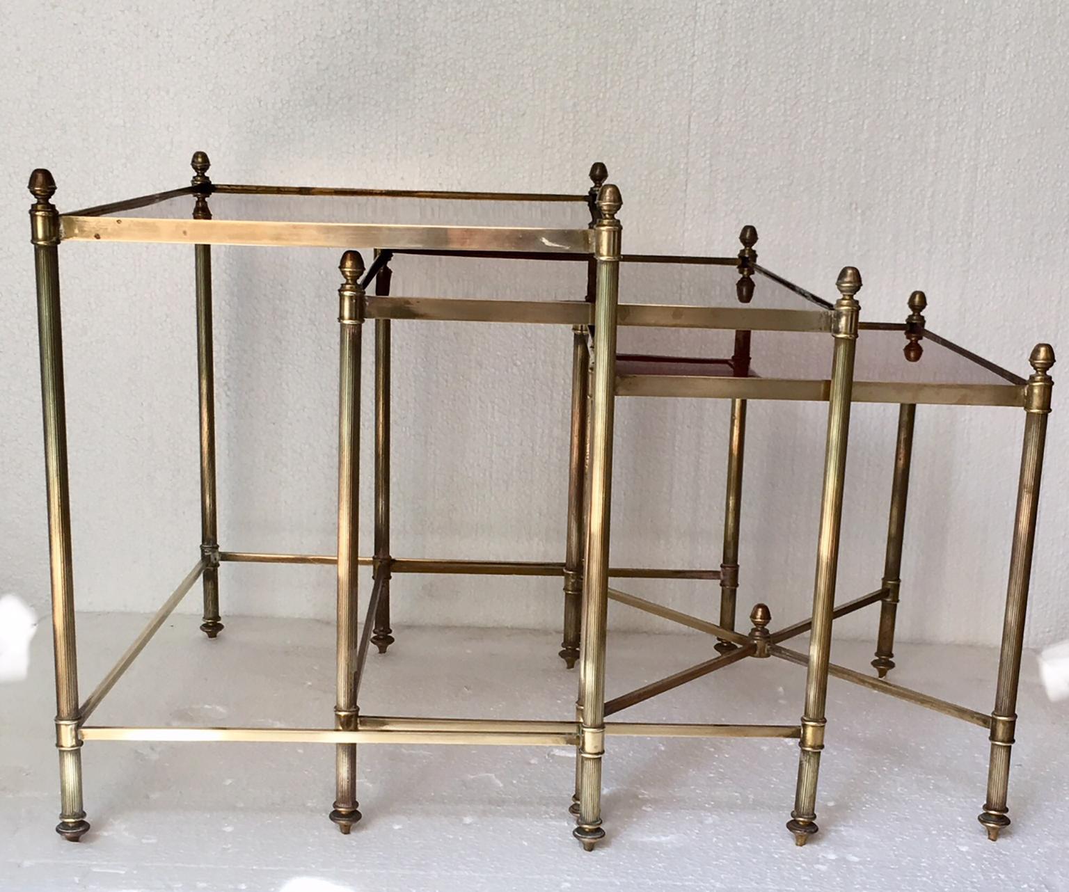 Set of Mid Century  Brass Nesting Table Jansen Style 2