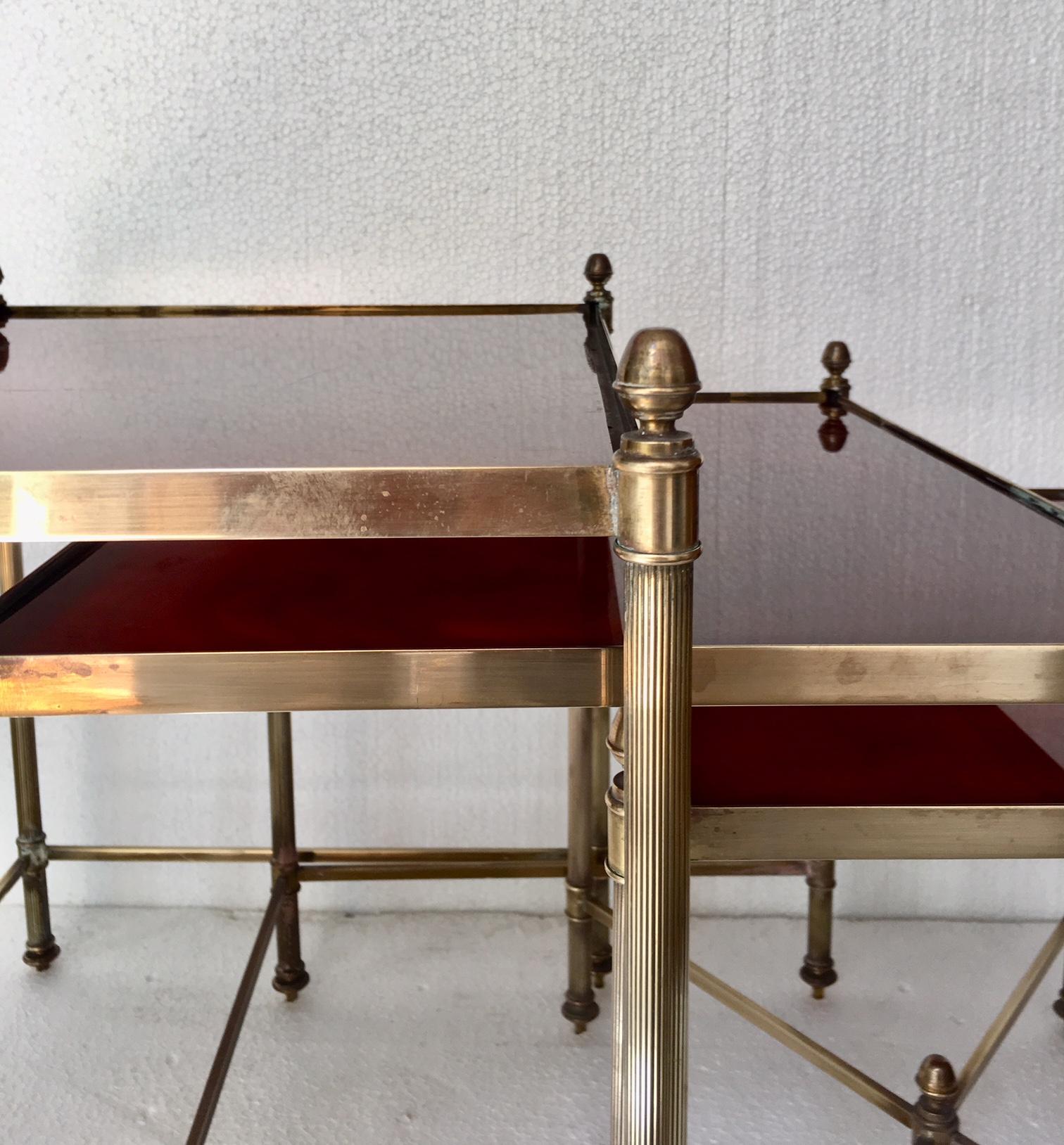 Set of Mid Century  Brass Nesting Table Jansen Style 3