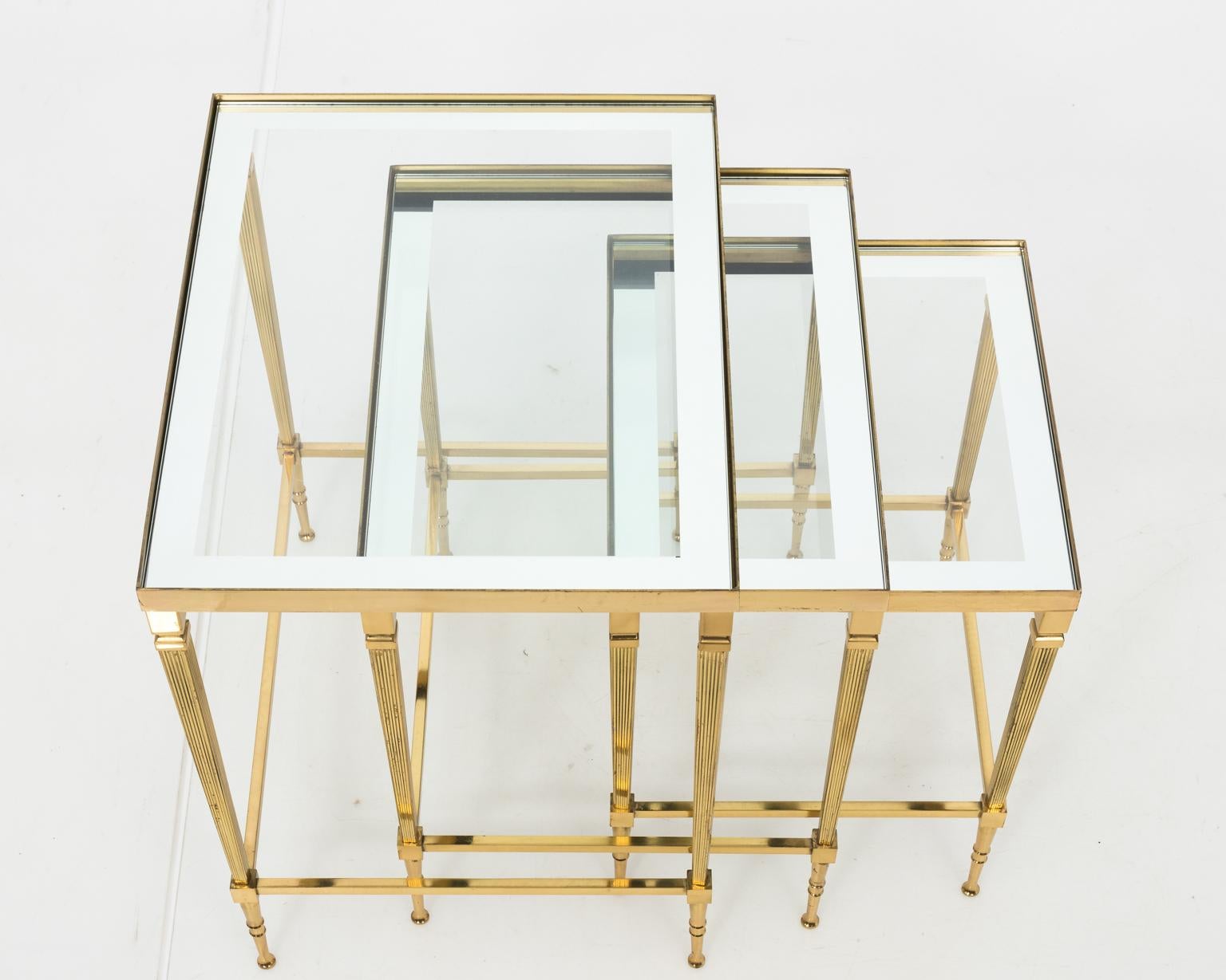Set of Brass Nesting Tables, circa 1970s In Good Condition In Stamford, CT