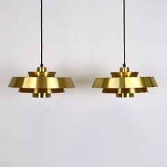 Set of Brass Pendant Lights by Jo Hammerborg for Fog & Morup, 1960s, Denmark