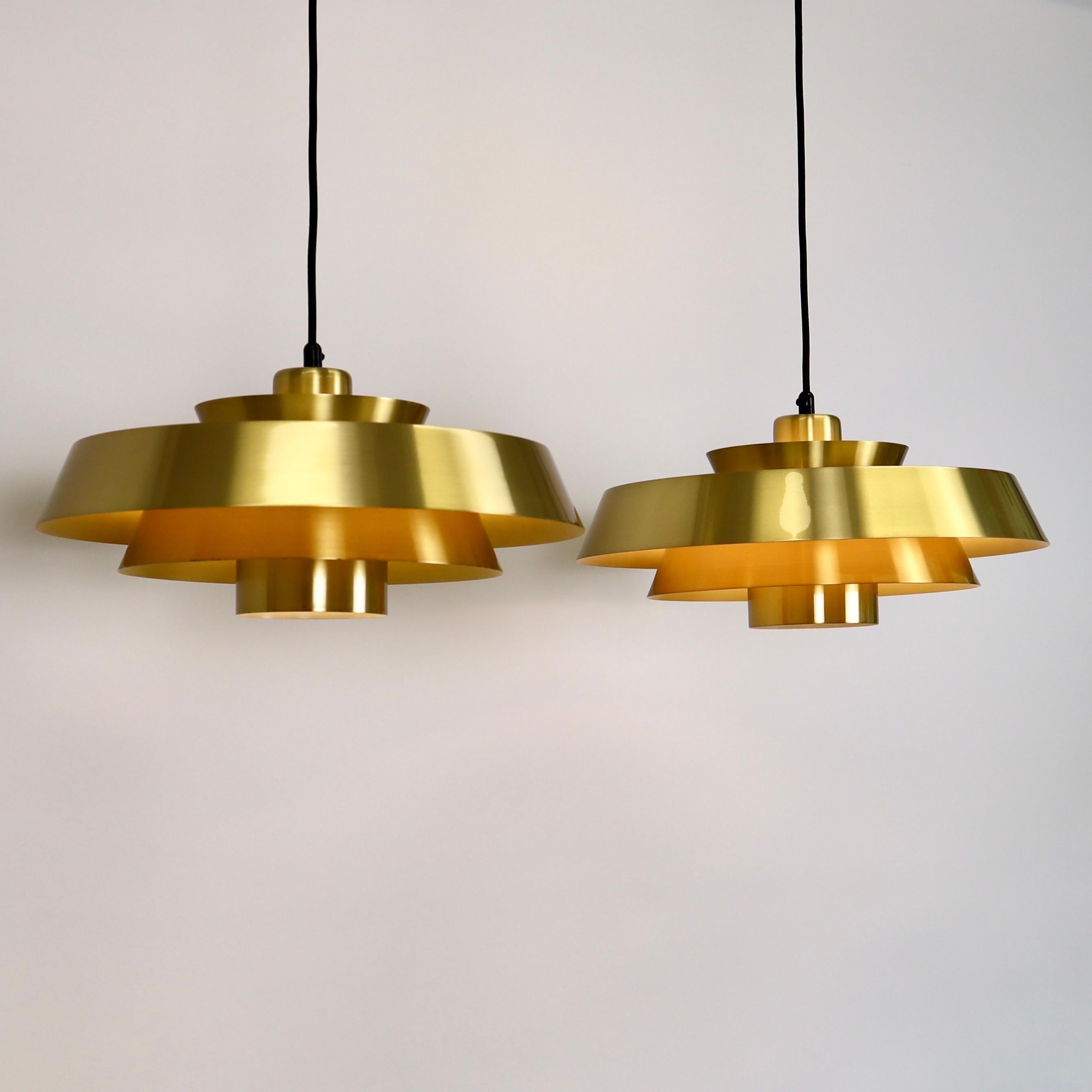 Danish Set of Brass Pendant Lights by Jo Hammerborg for Fog & Morup, 1960s, Denmark For Sale