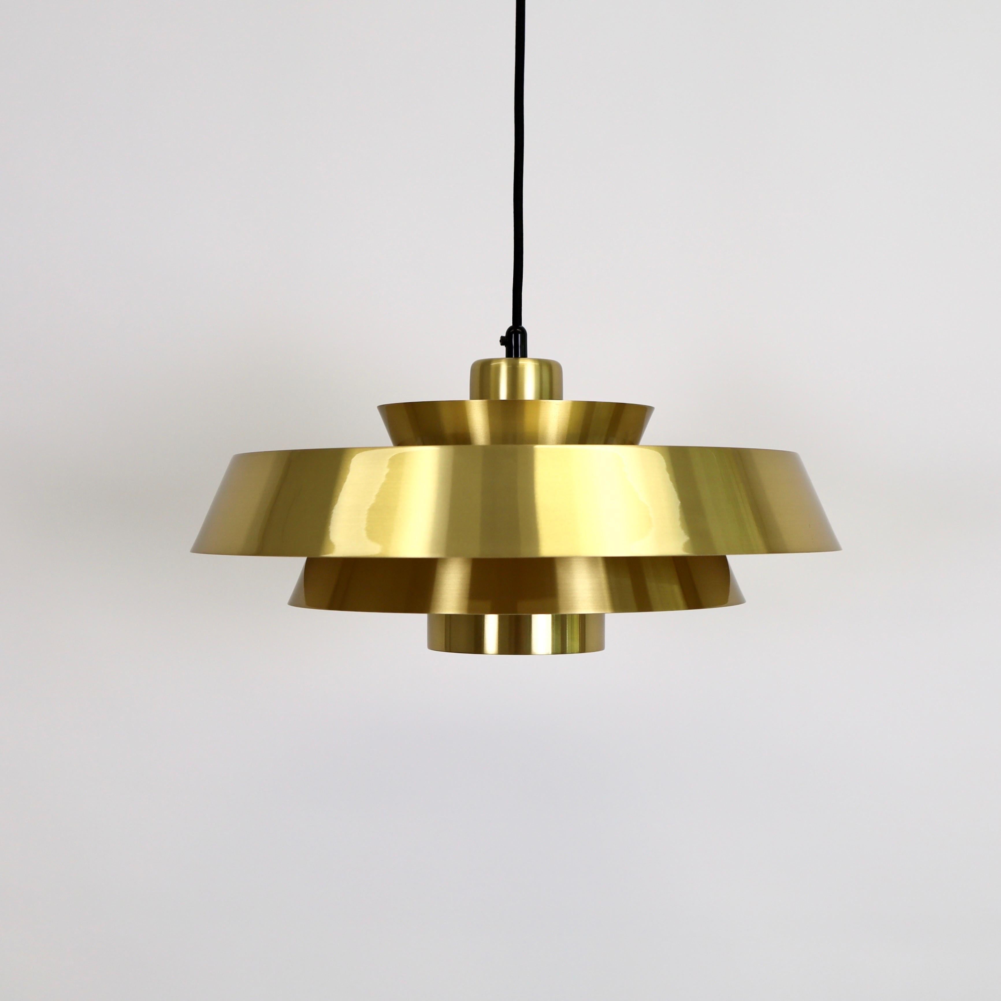 Set of Brass Pendant Lights by Jo Hammerborg for Fog & Morup, 1960s, Denmark For Sale 1