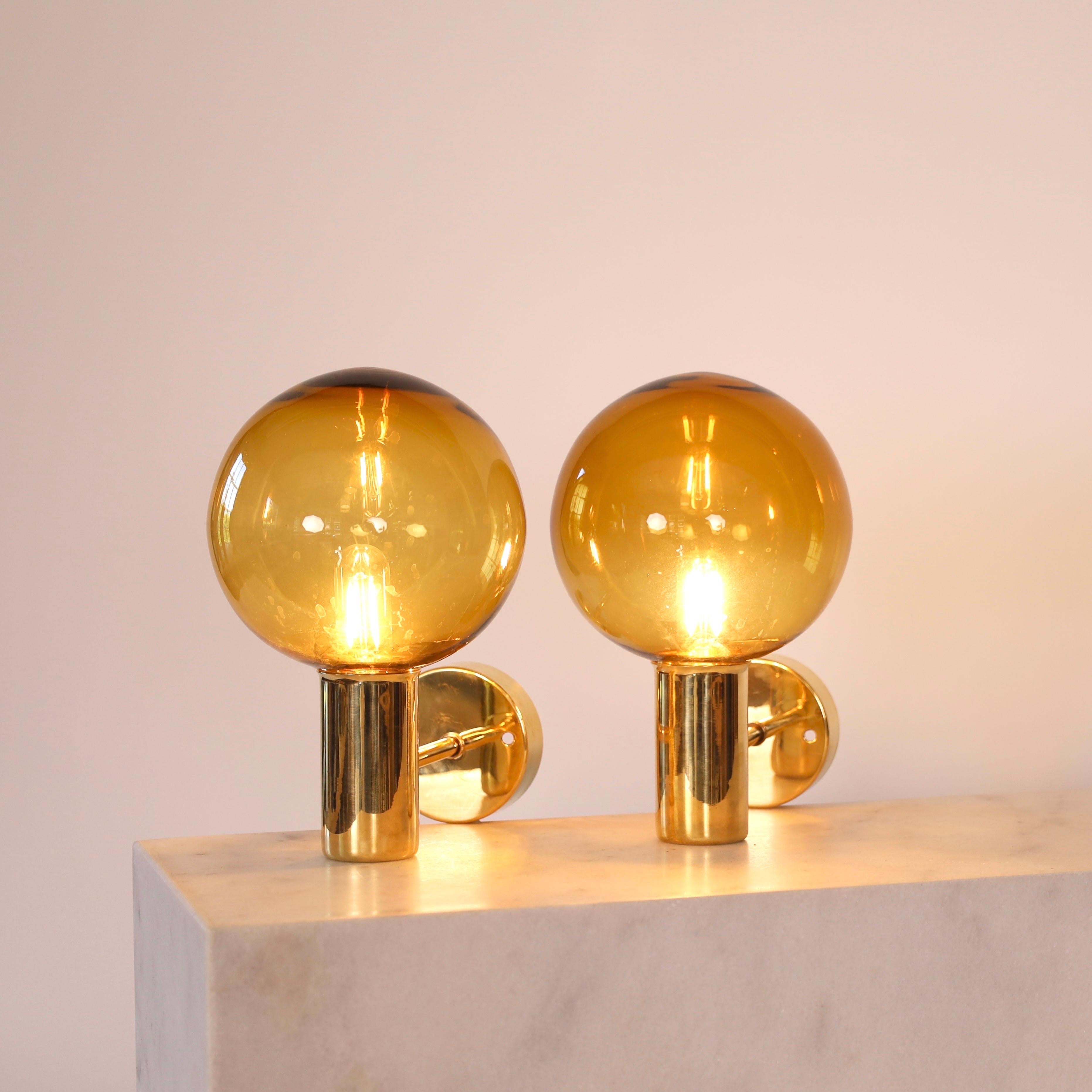 Swedish Set of Brass Sconces by Hans-Agne Jakobsson, 1960s, Sweden