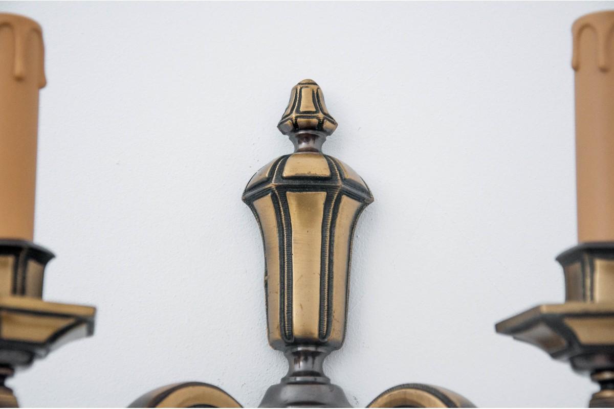 Polish Set of brass wall lamps, Poland, 1950s For Sale