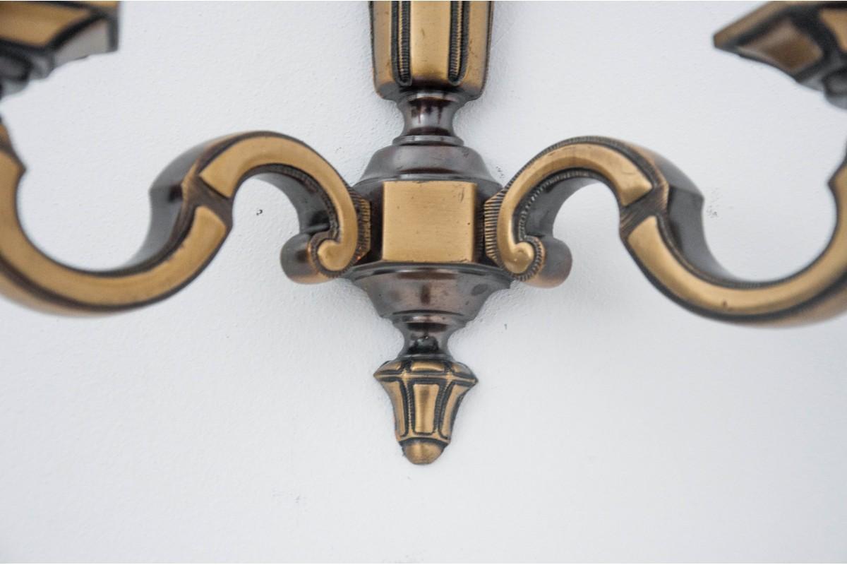 Set of brass wall lamps, Poland, 1950s In Good Condition For Sale In Chorzów, PL