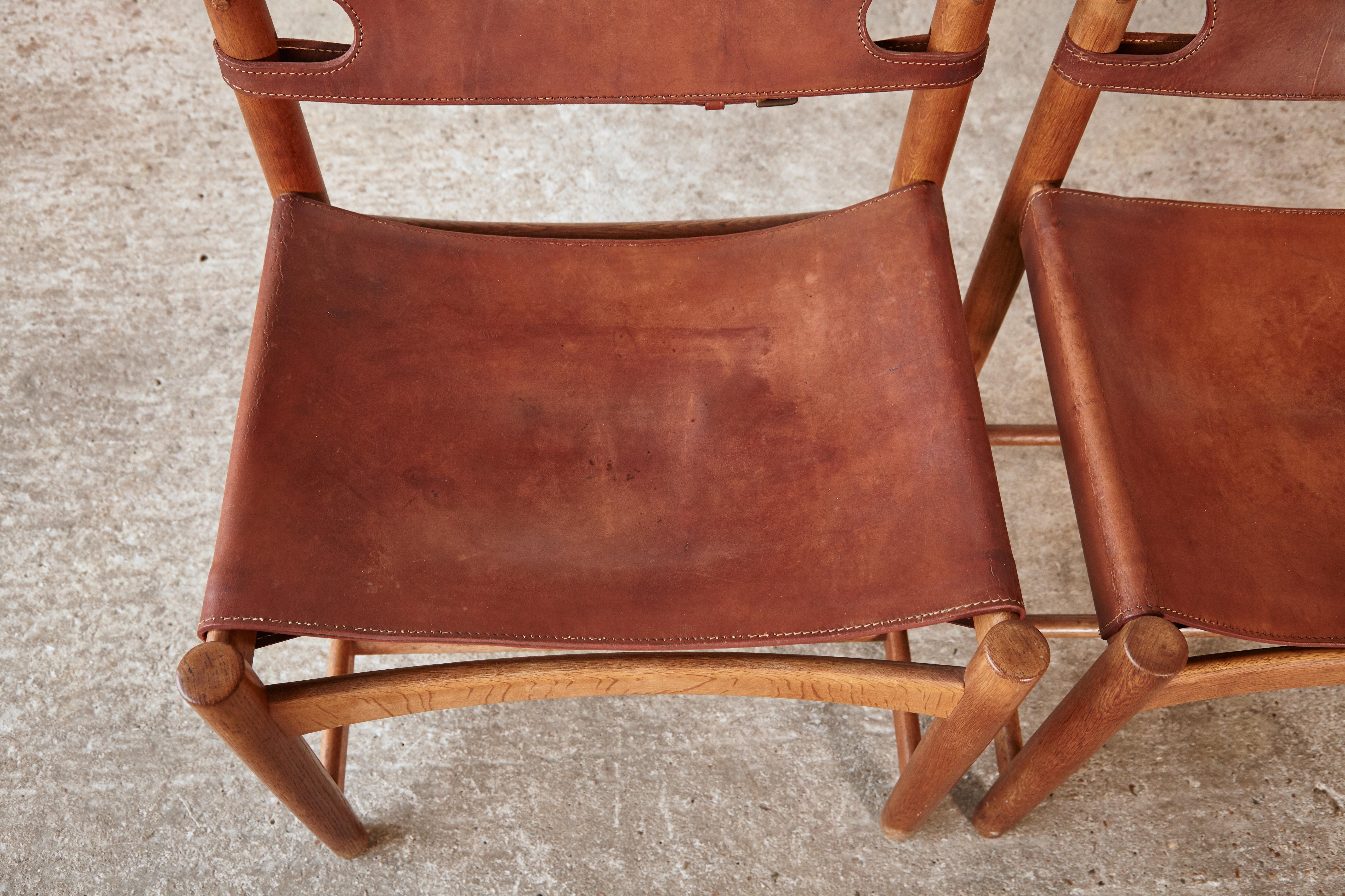 Set of early Børge 'Borge' Mogensen Spanish Dining Chairs, Denmark, 1960s 7