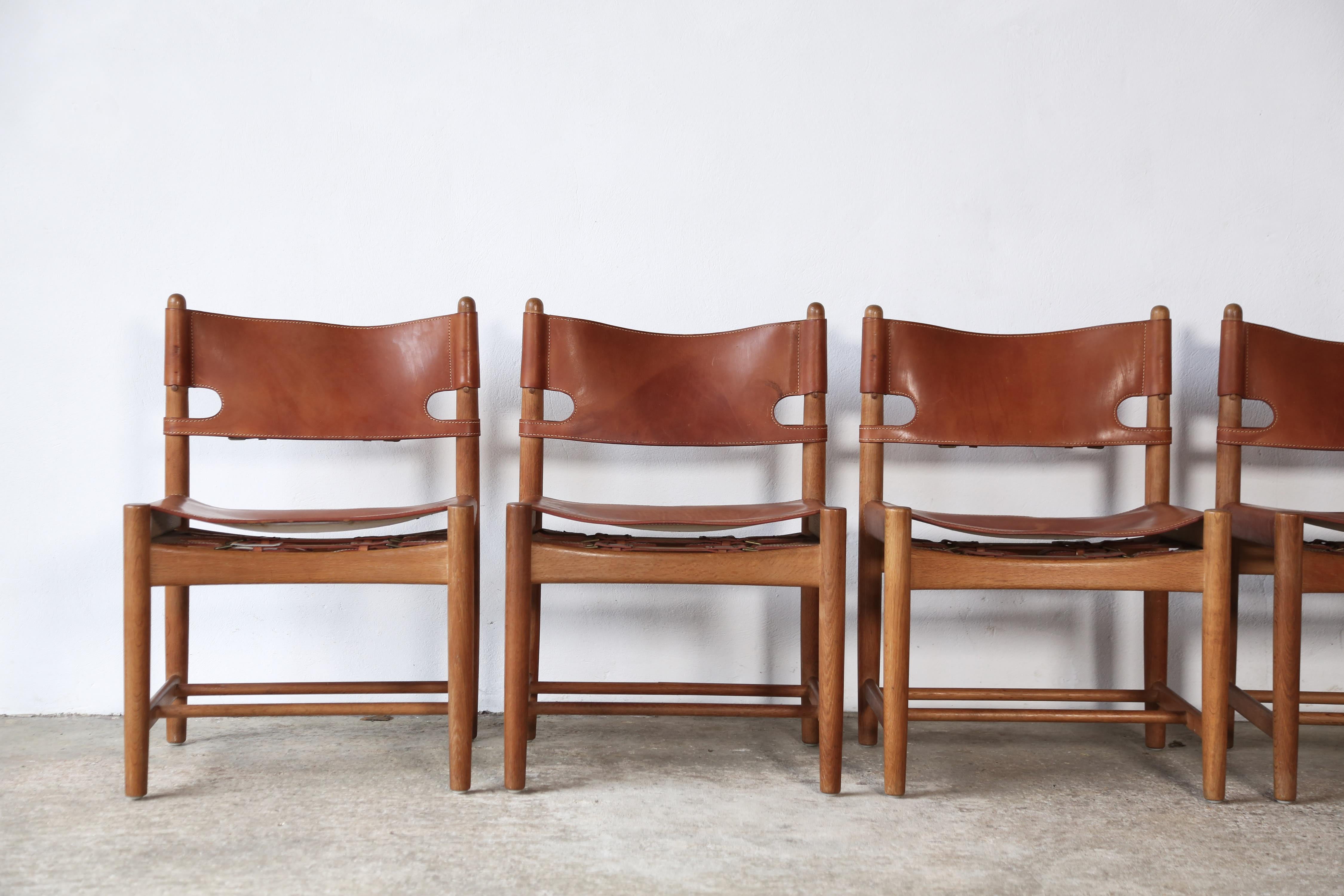 Mid-Century Modern Set of Børge 'Borge' Mogensen Hunting Dining Chairs Model 3251, Denmark, 1960s For Sale
