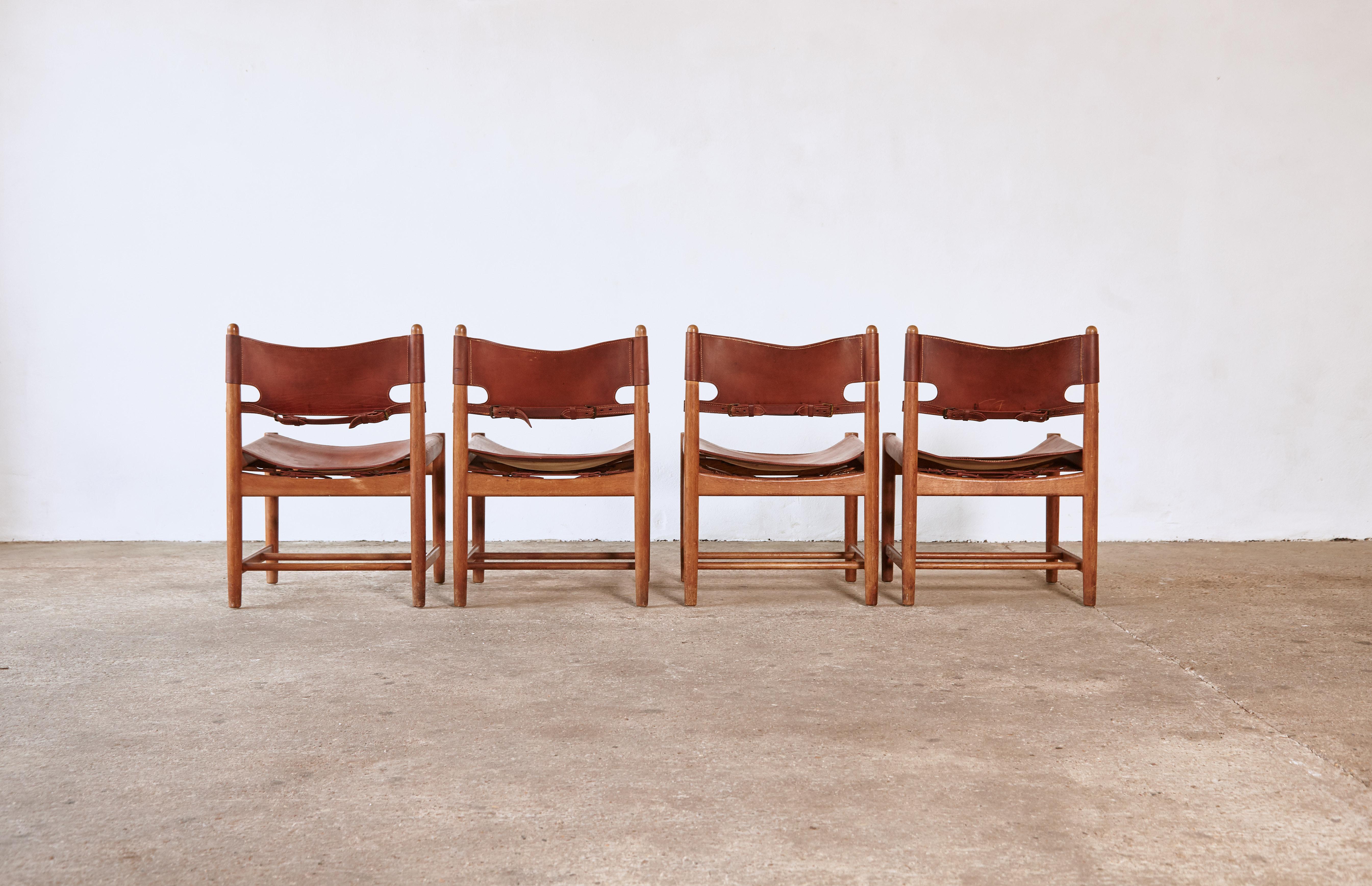 Danish Set of early Børge 'Borge' Mogensen Spanish Dining Chairs, Denmark, 1960s