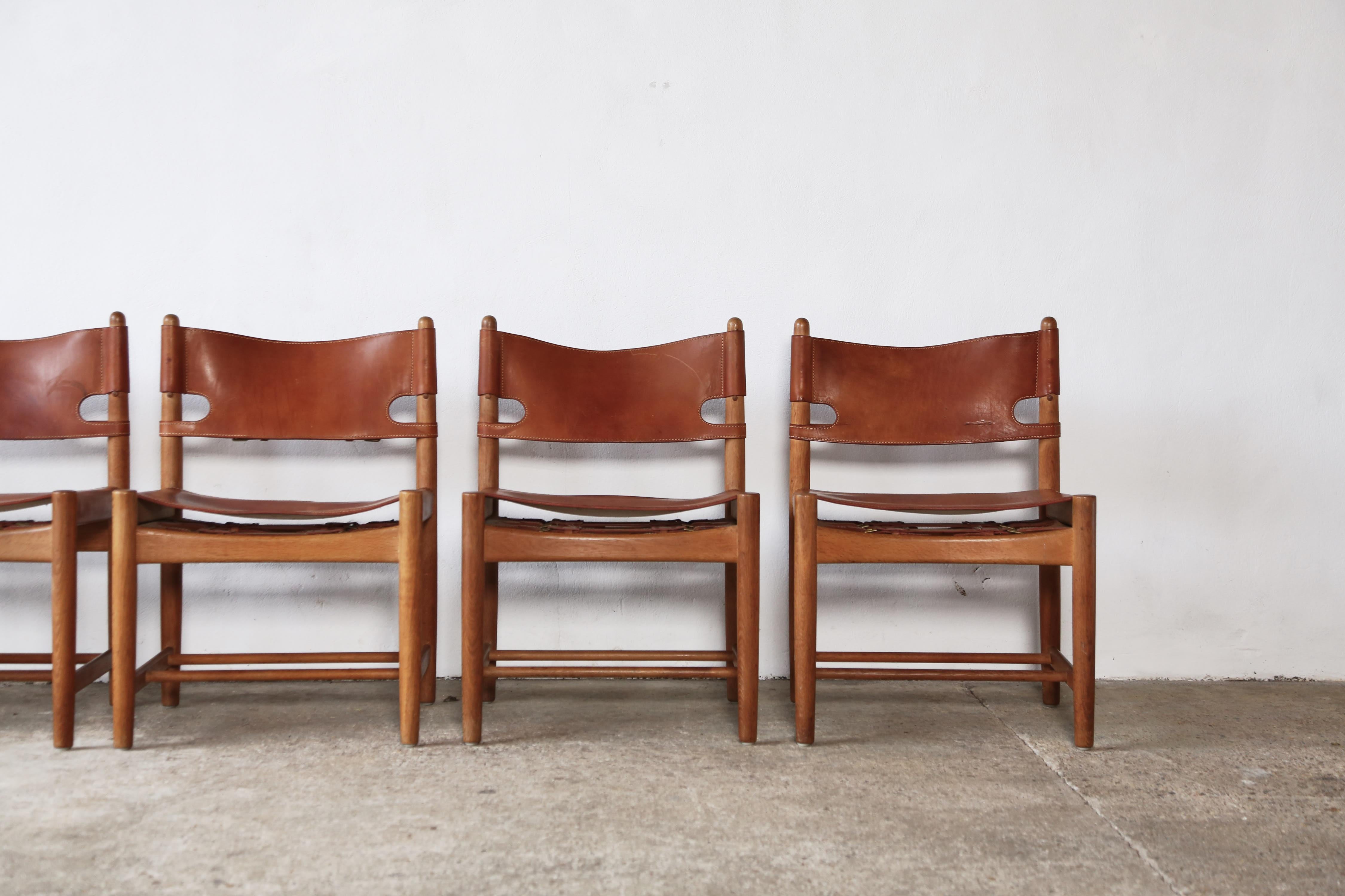 Danish Set of Børge 'Borge' Mogensen Hunting Dining Chairs Model 3251, Denmark, 1960s For Sale