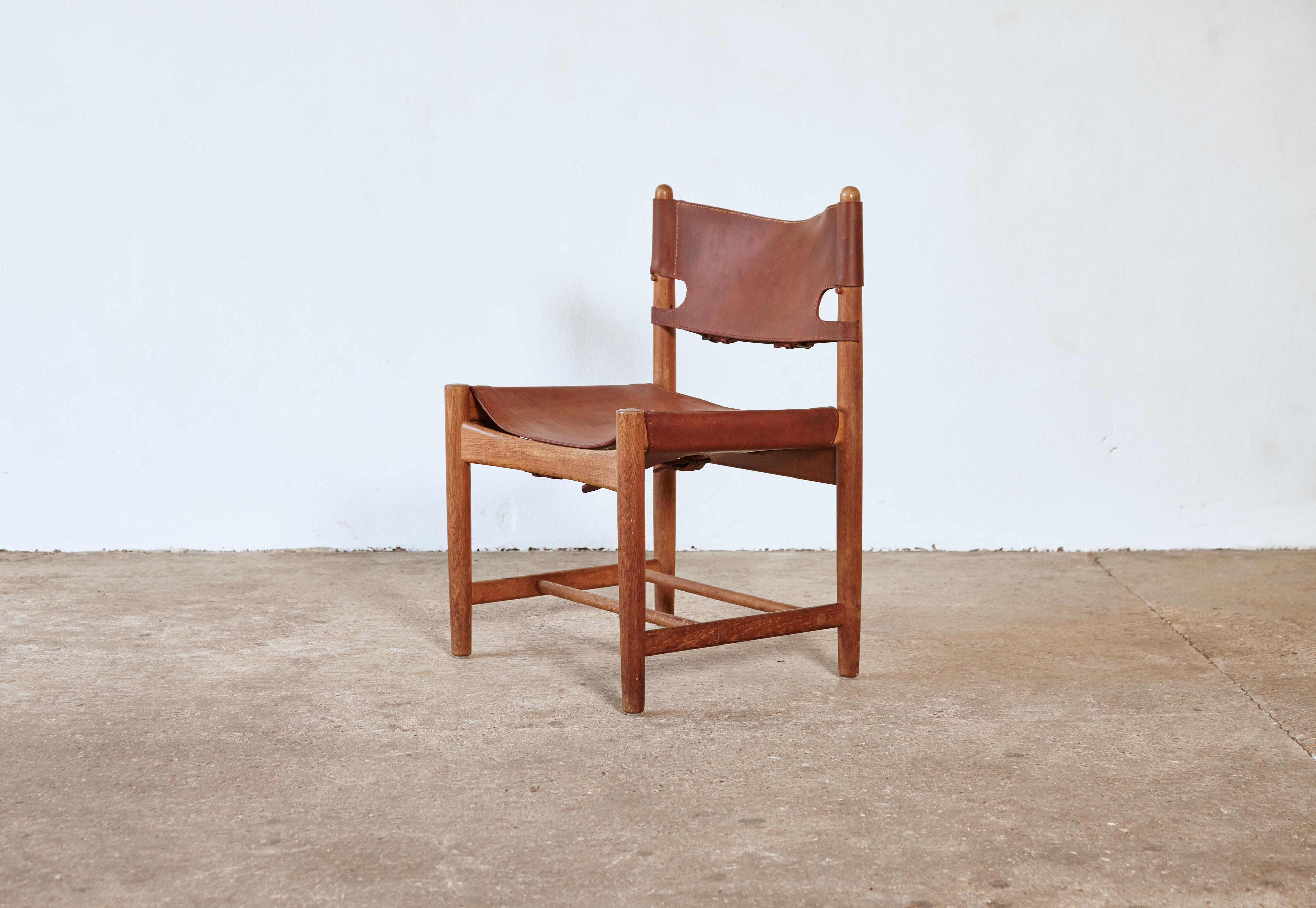 20th Century Set of early Børge 'Borge' Mogensen Spanish Dining Chairs, Denmark, 1960s