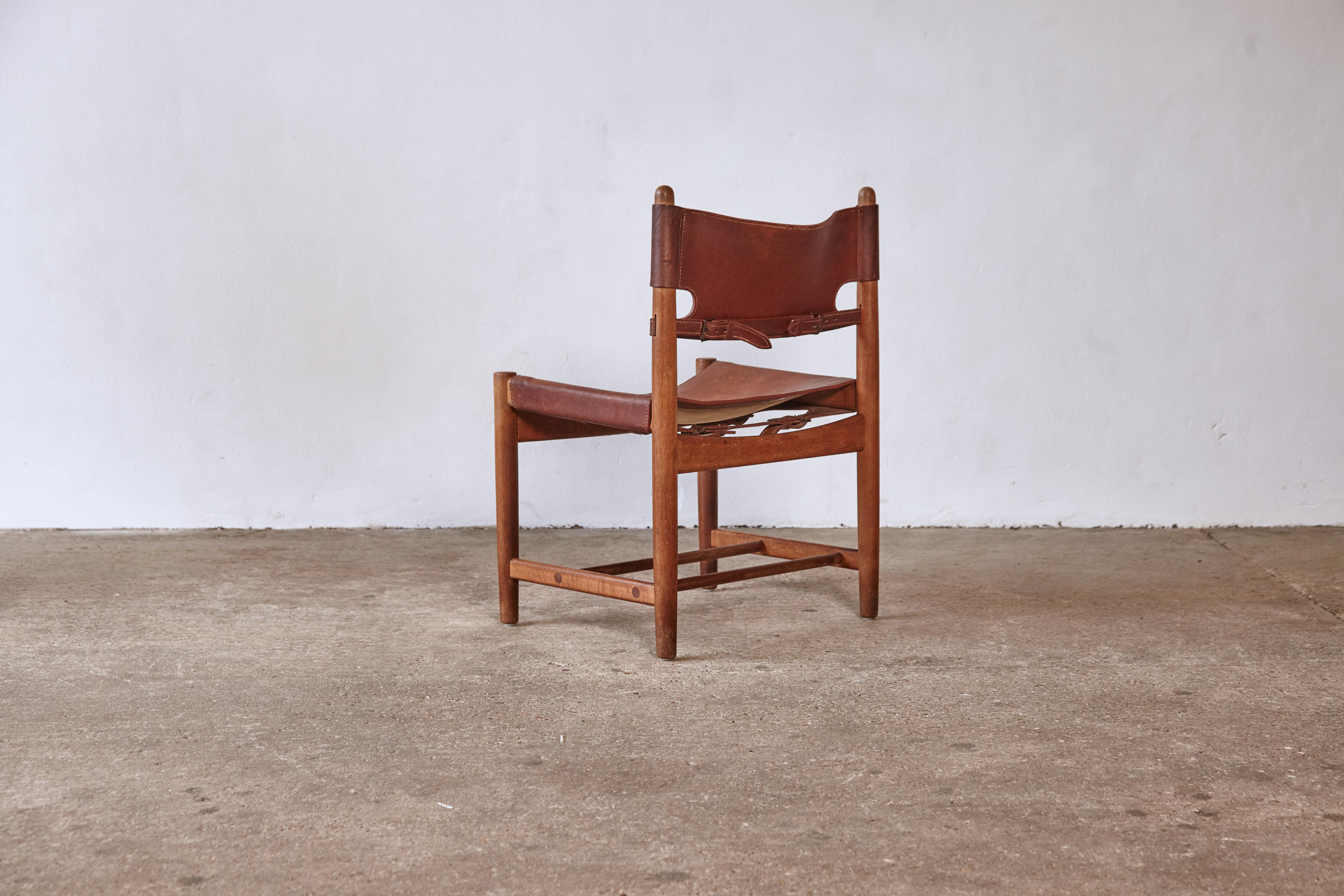 Leather Set of Børge 'Borge' Mogensen Hunting Dining Chairs Model 3251, Denmark, 1960s