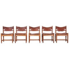 Set of Børge 'Borge' Mogensen Hunting Dining Chairs Model 3251, Denmark, 1960s