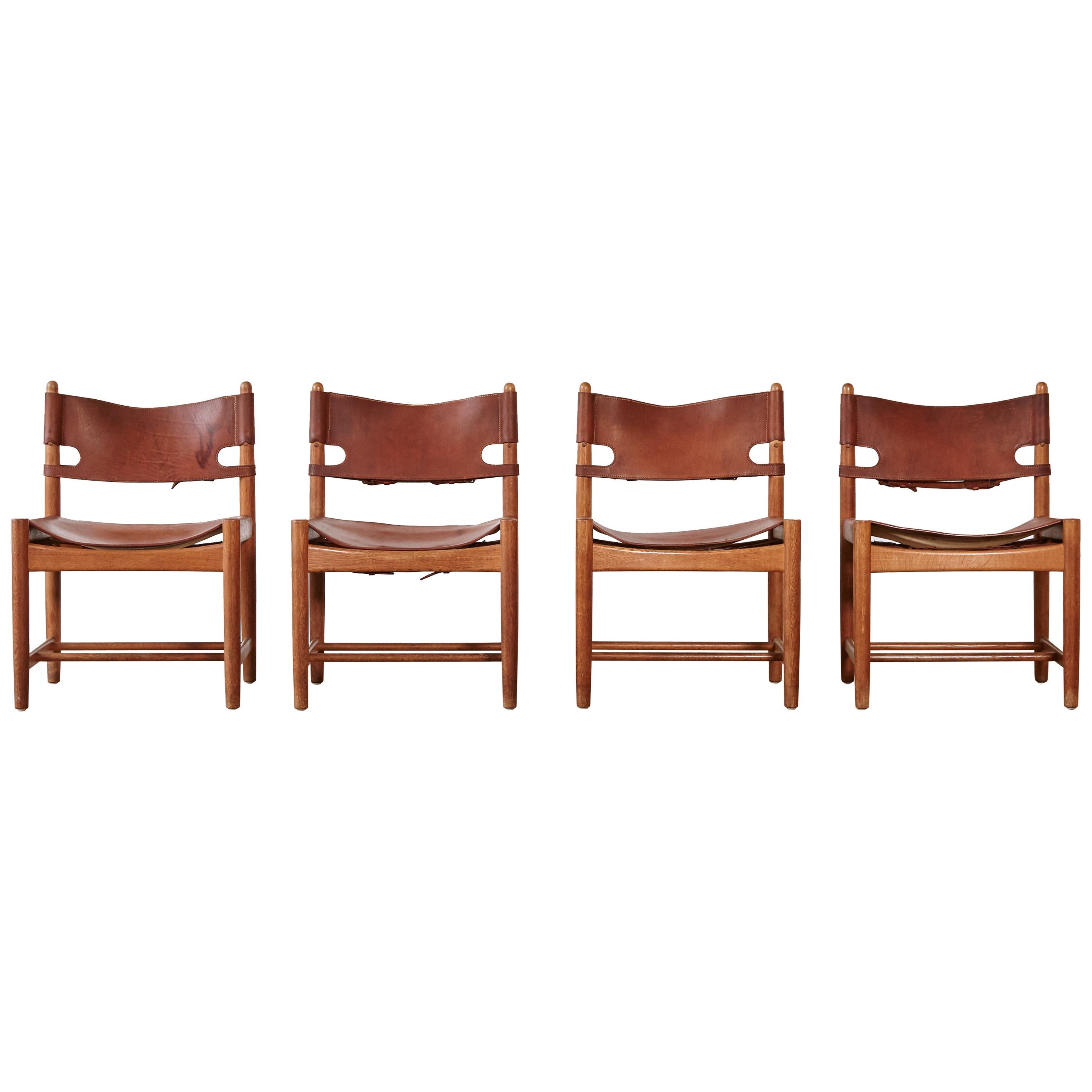 Set of early Børge 'Borge' Mogensen Spanish Dining Chairs, Denmark, 1960s
