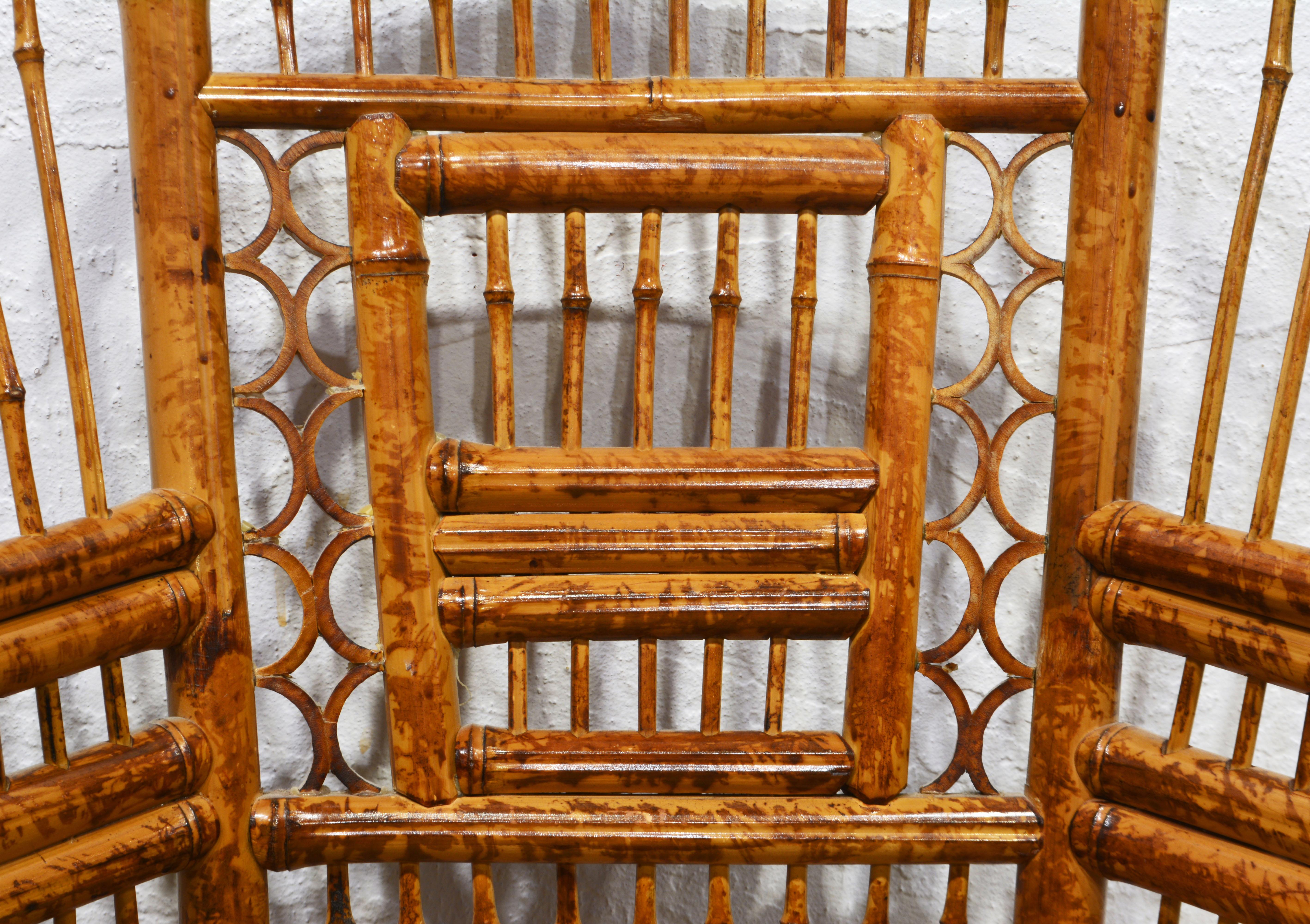 Asian Set of Brighton Pavilion Chinoiserie Chippendale Style Bamboo Chairs and Table