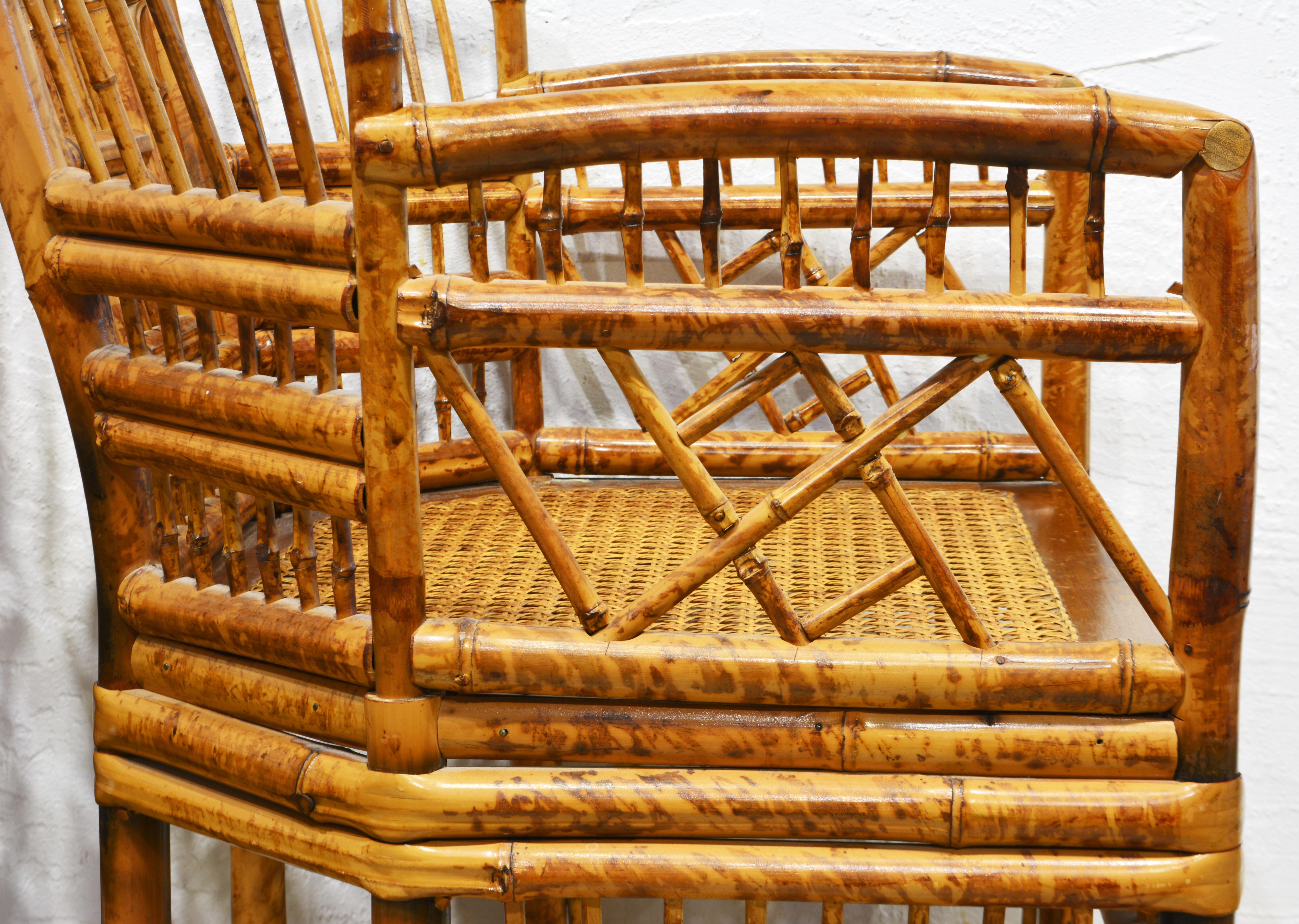 19th Century Set of Brighton Pavilion Chinoiserie Chippendale Style Bamboo Chairs and Table