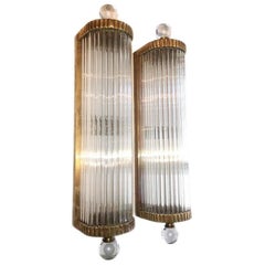 Set of Bronze and Glass Rods Sconces. Sold Per Pair