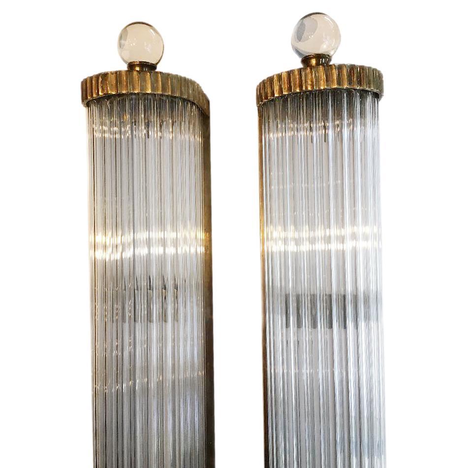 Italian Set of Bronze and Glass Rods Sconces, Sold Per Pair For Sale