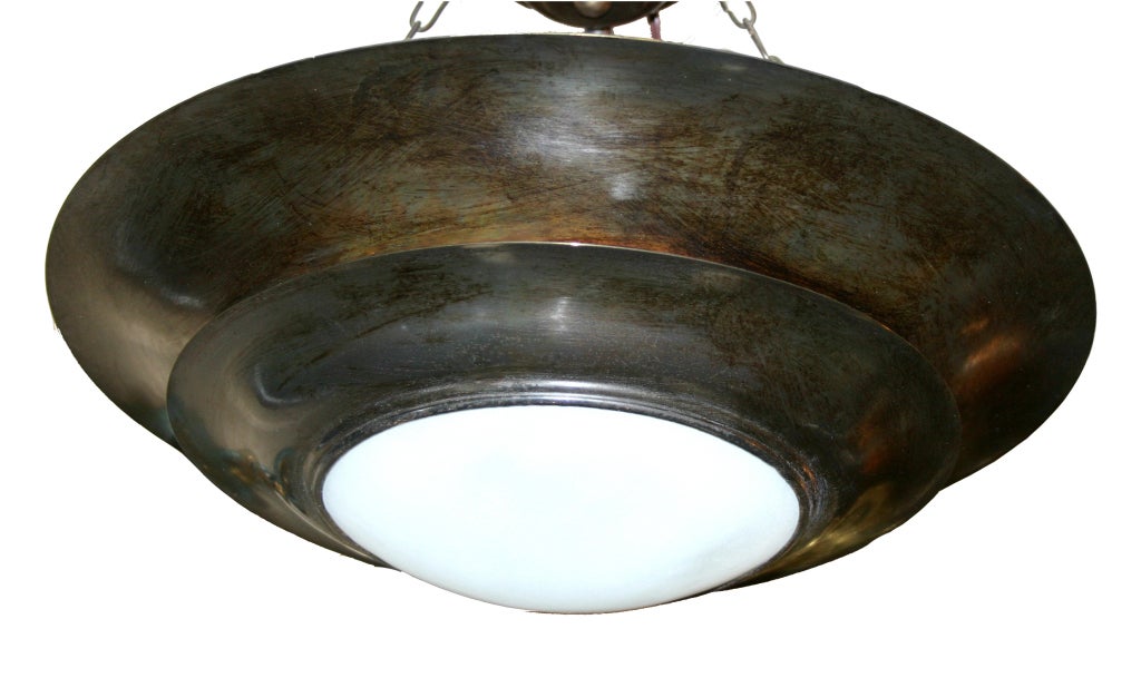 Frosted Set of Bronze Art Deco Light Fixtures, Sold Individually For Sale