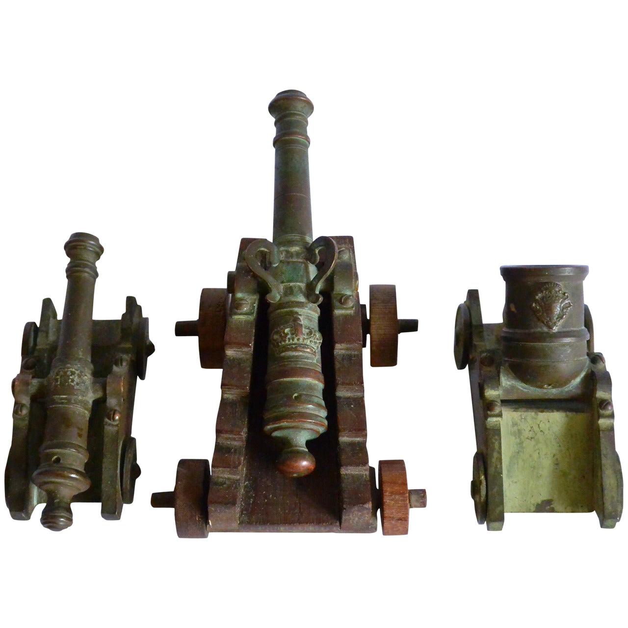 Set of Bronze Artillery Cannons with Italian Royal Insignia For Sale