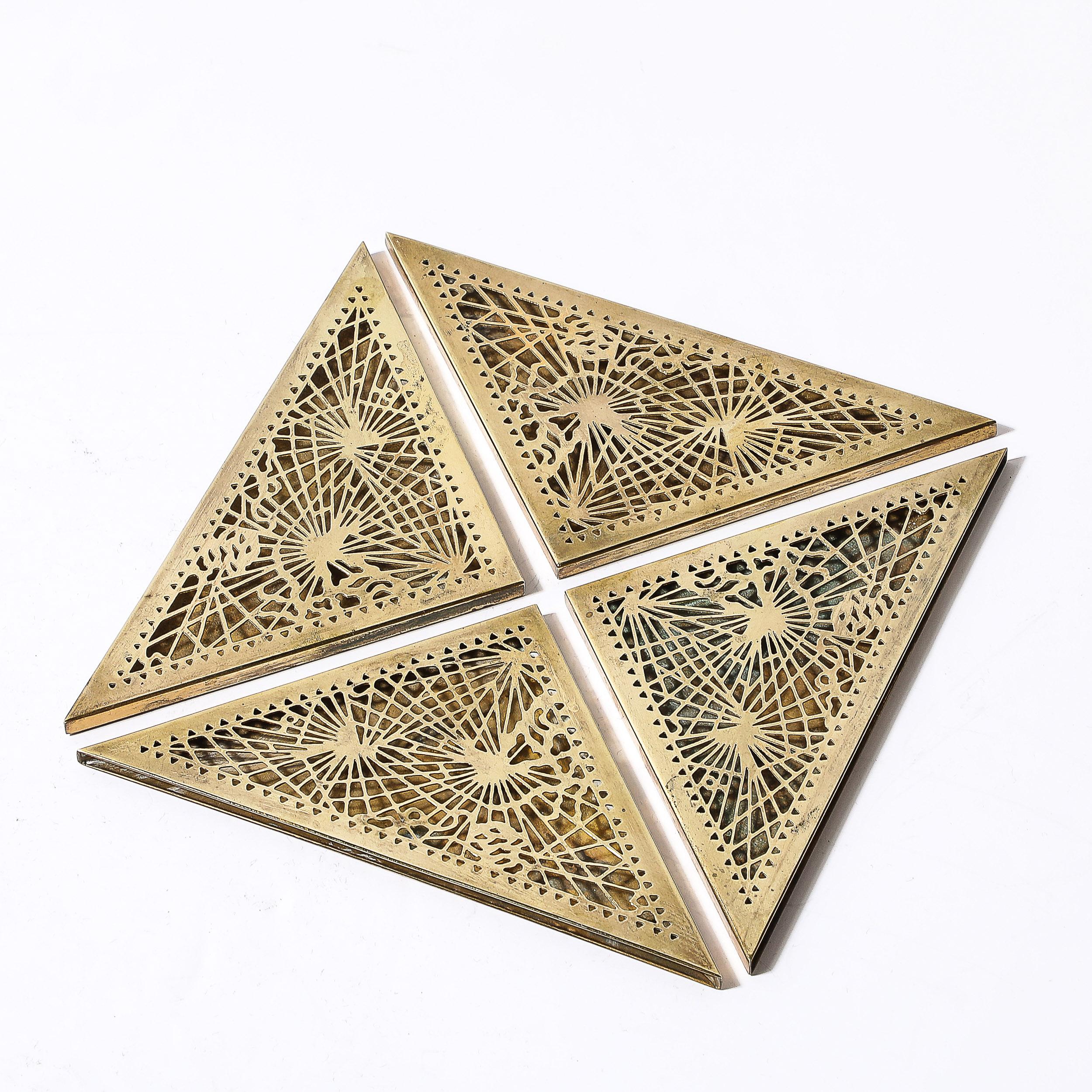 Set of Bronze Blotter Corners in the Pine Needle Pattern by Tiffany Studios 5