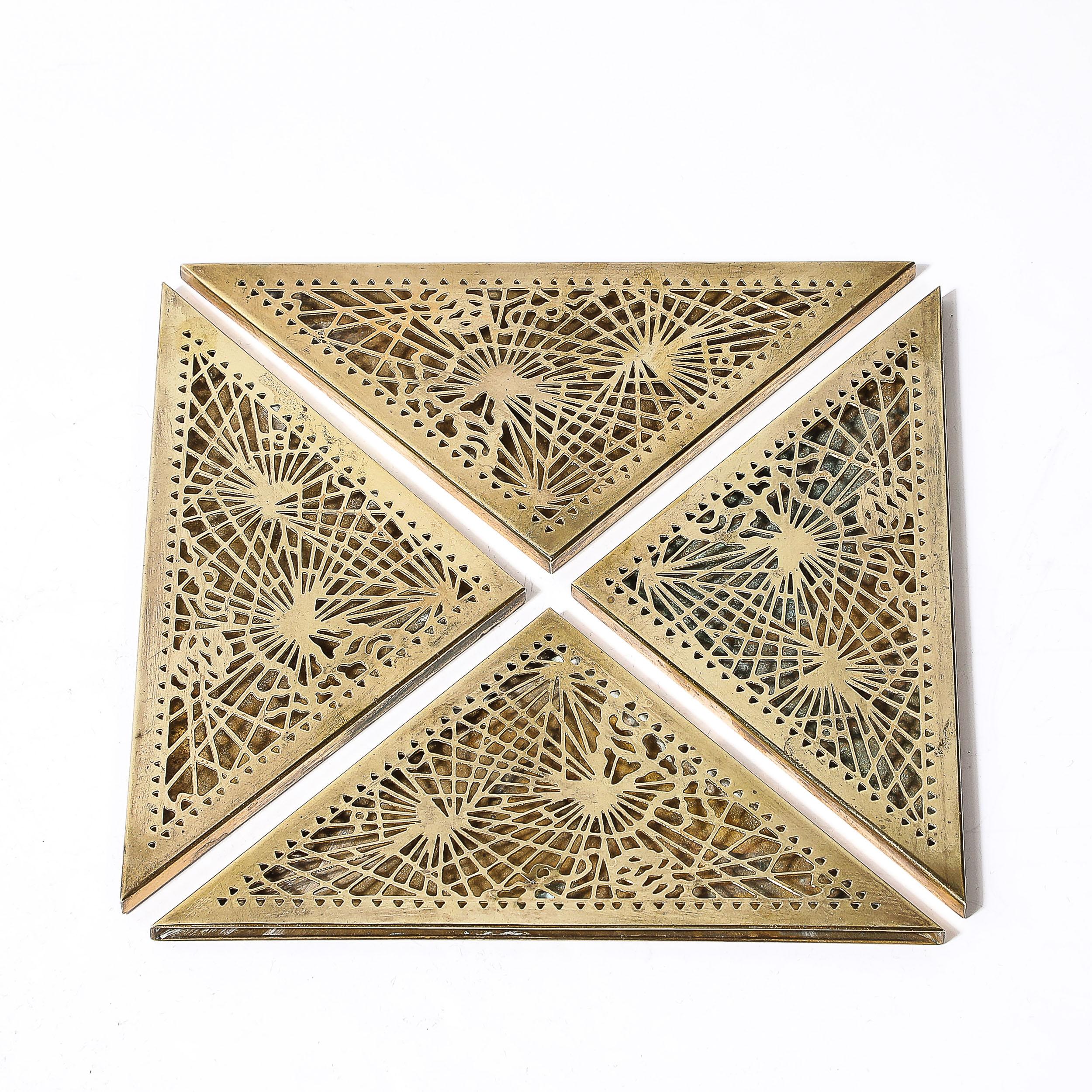 Set of Bronze Blotter Corners in the Pine Needle Pattern by Tiffany Studios 6