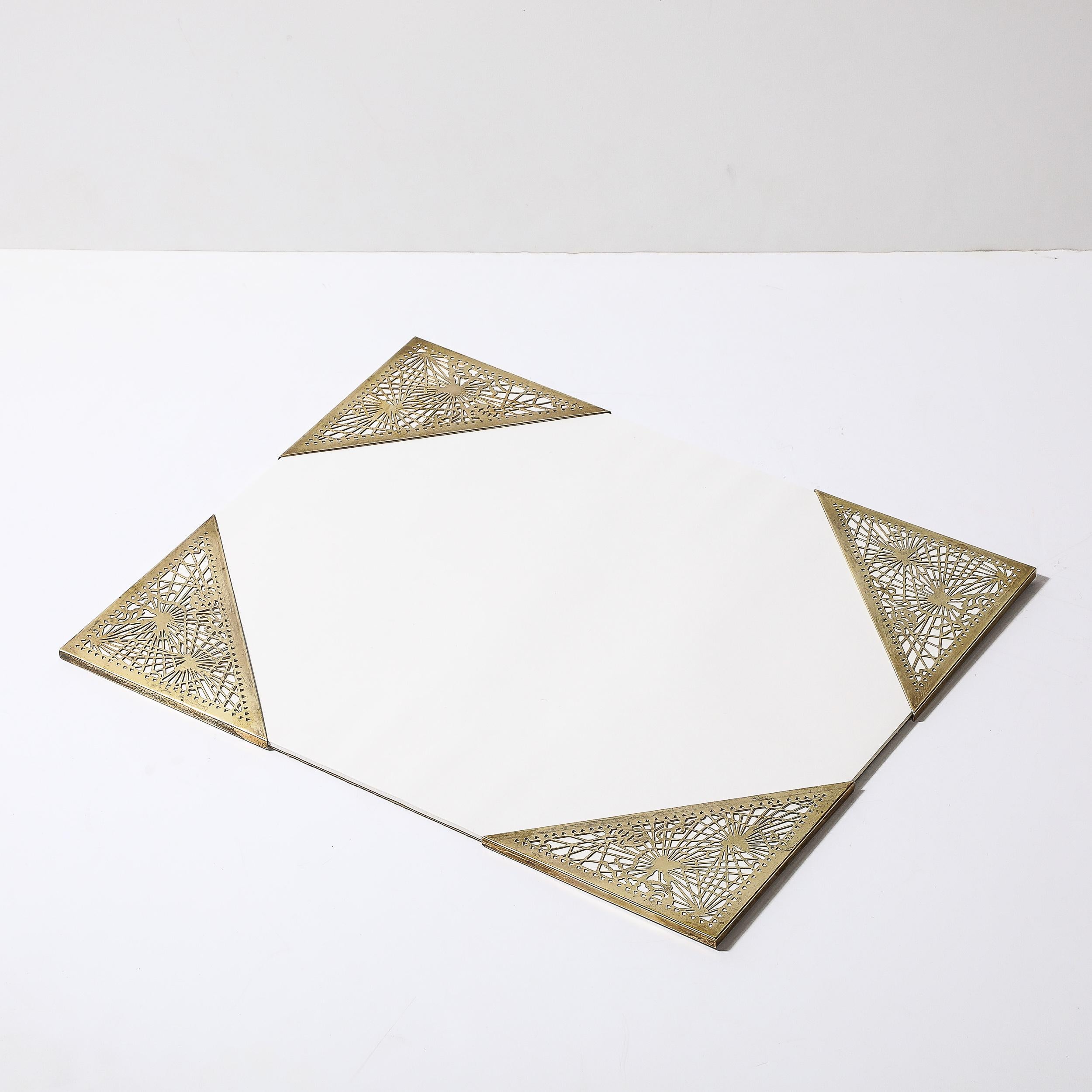 Art Nouveau Set of Bronze Blotter Corners in the Pine Needle Pattern by Tiffany Studios
