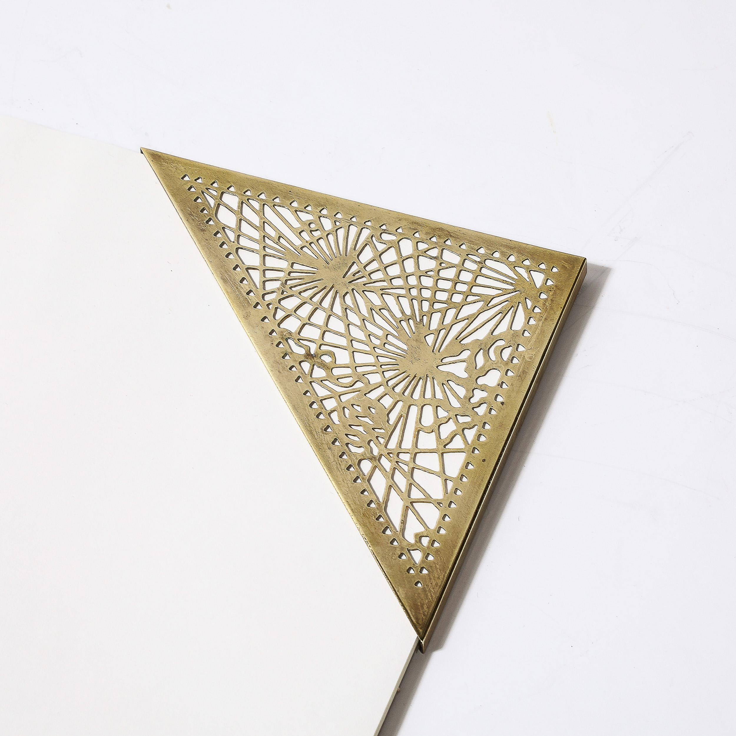 American Set of Bronze Blotter Corners in the Pine Needle Pattern by Tiffany Studios