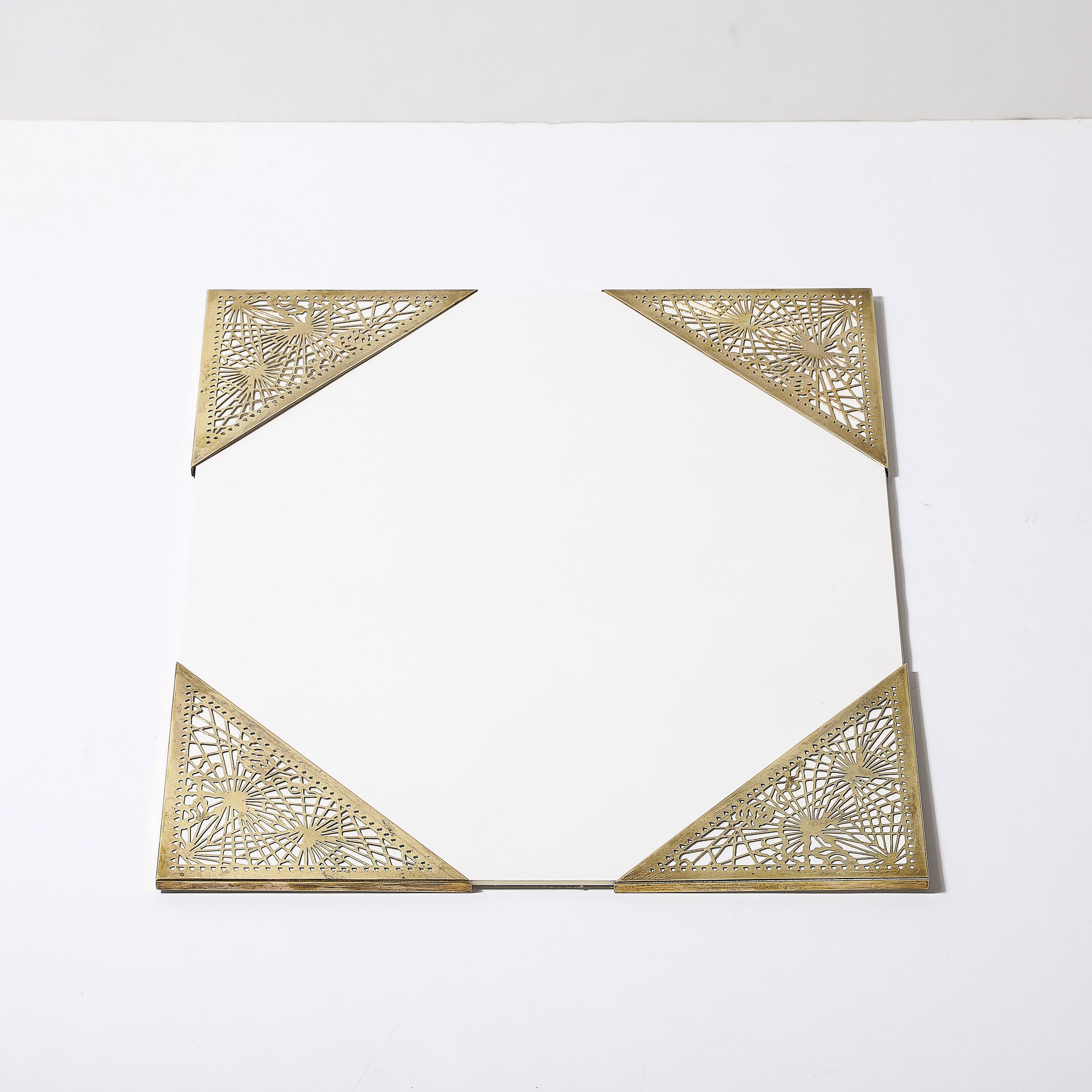 Early 20th Century Set of Bronze Blotter Corners in the Pine Needle Pattern by Tiffany Studios