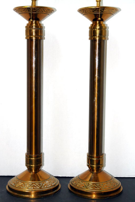 Gilt Set of Bronze Candlestick Lamps, Sold Per Pair For Sale