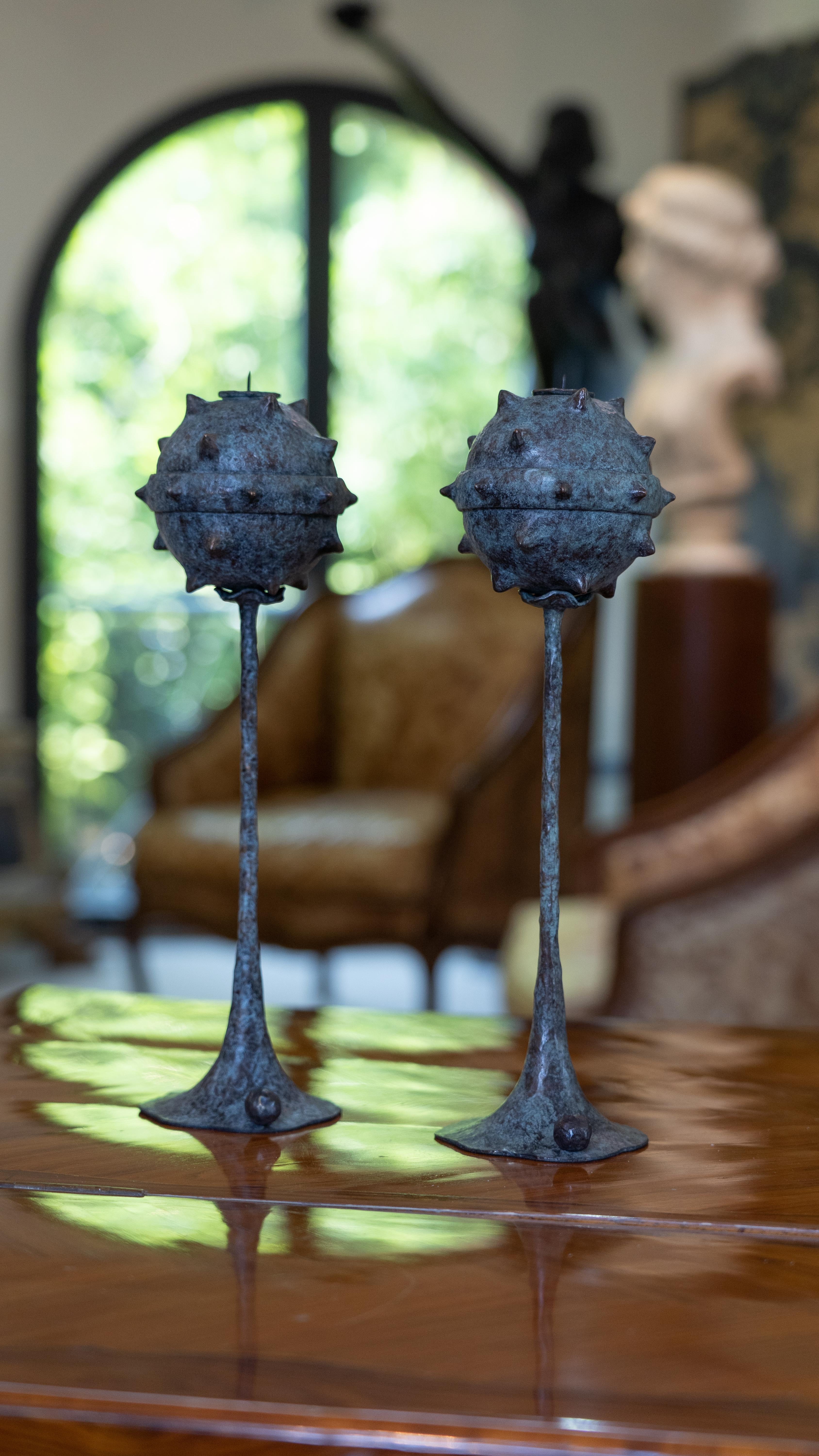 French Set of Bronze Candlesticks 