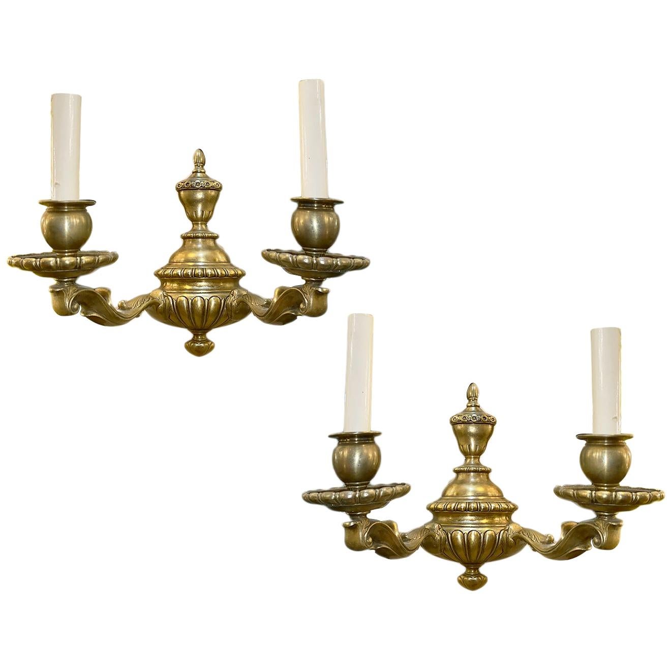 Set of Bronze English Sconces, Sold Per Pair For Sale