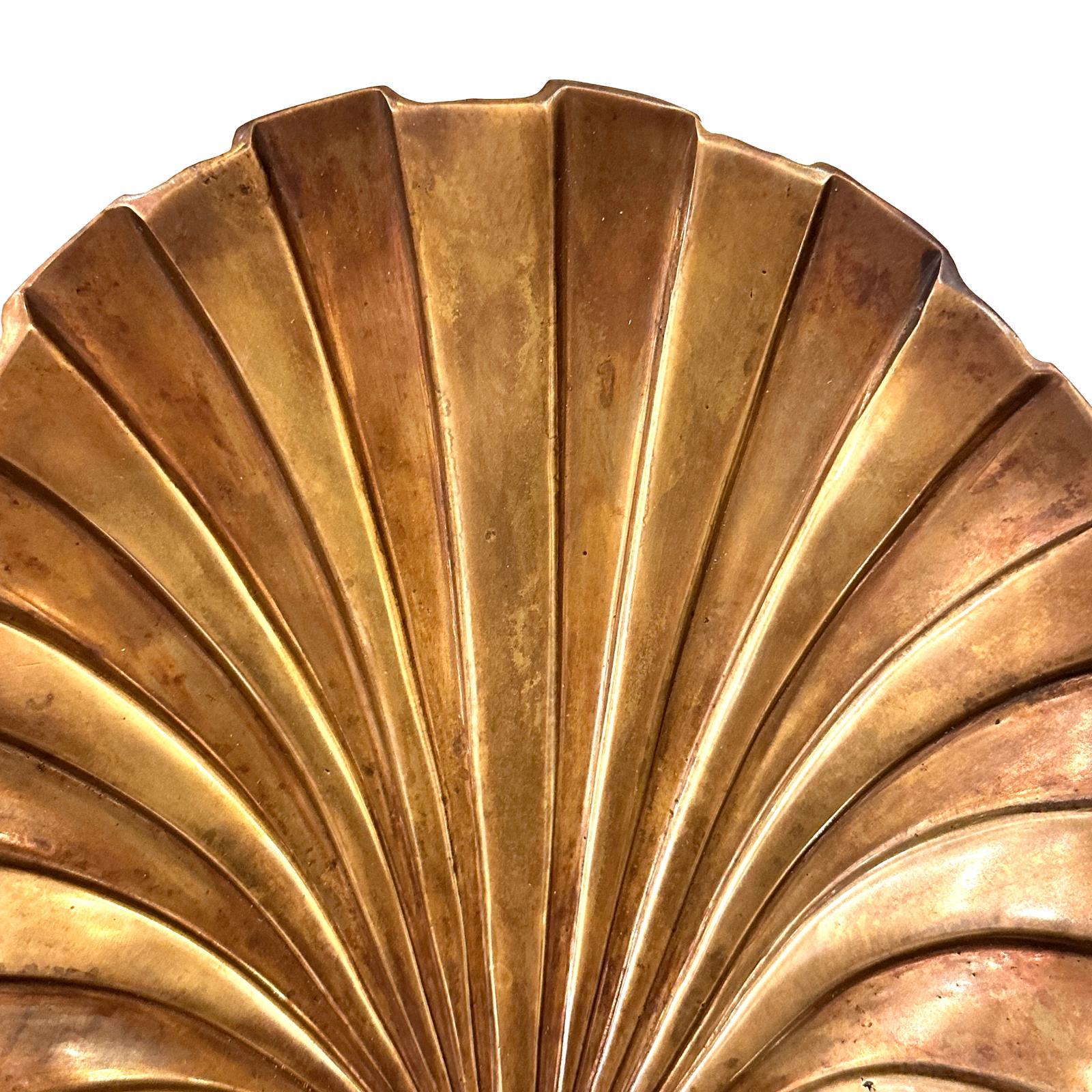 Mid-20th Century Set of Bronze Four-Arm Shell Sconces, Sold per Pair For Sale