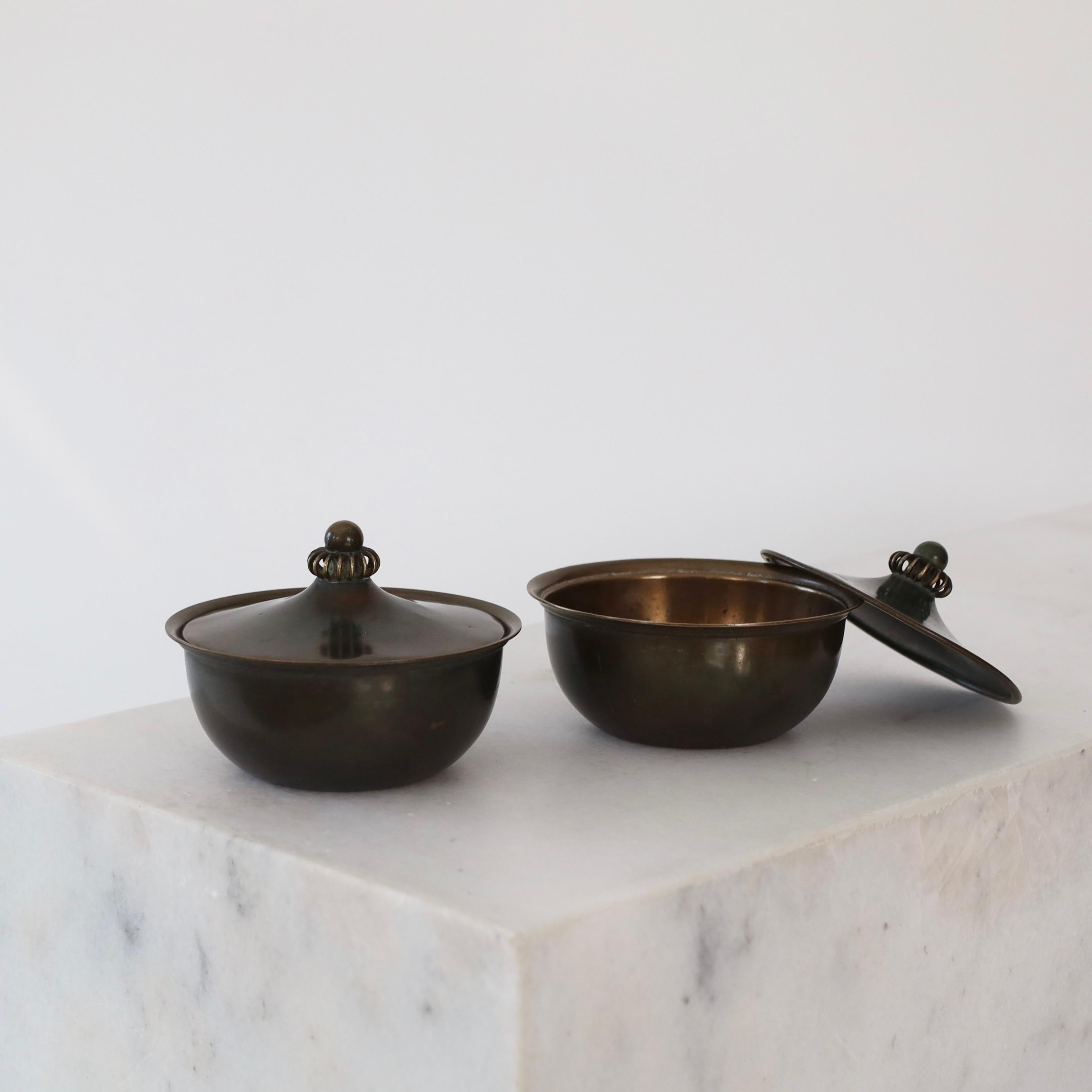 Ensemble de boîtes à bijoux en bronze par Just Andersen, années 1930, Danemark Bon état - En vente à Værløse, DK