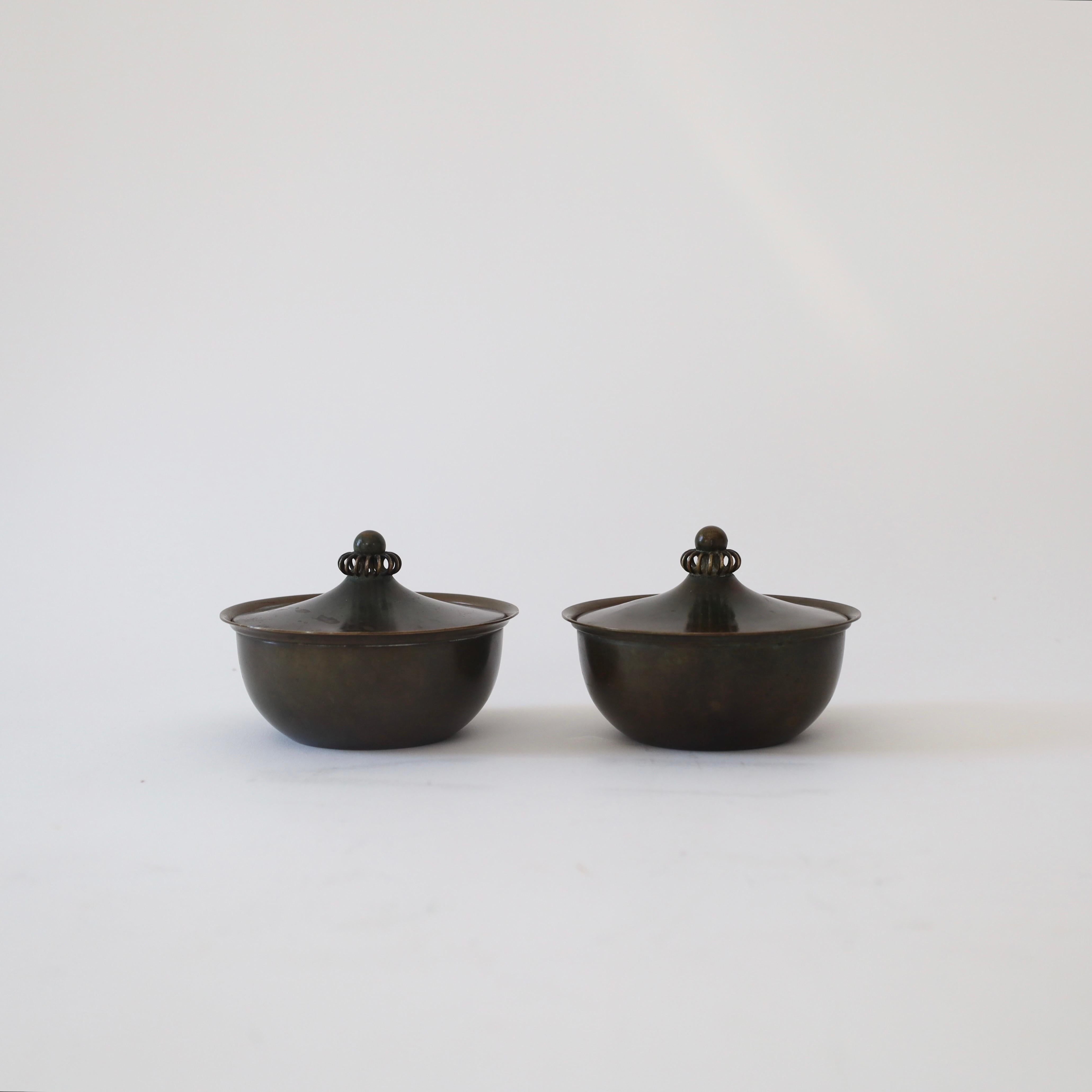 Ensemble de boîtes à bijoux en bronze par Just Andersen, années 1930, Danemark en vente 1